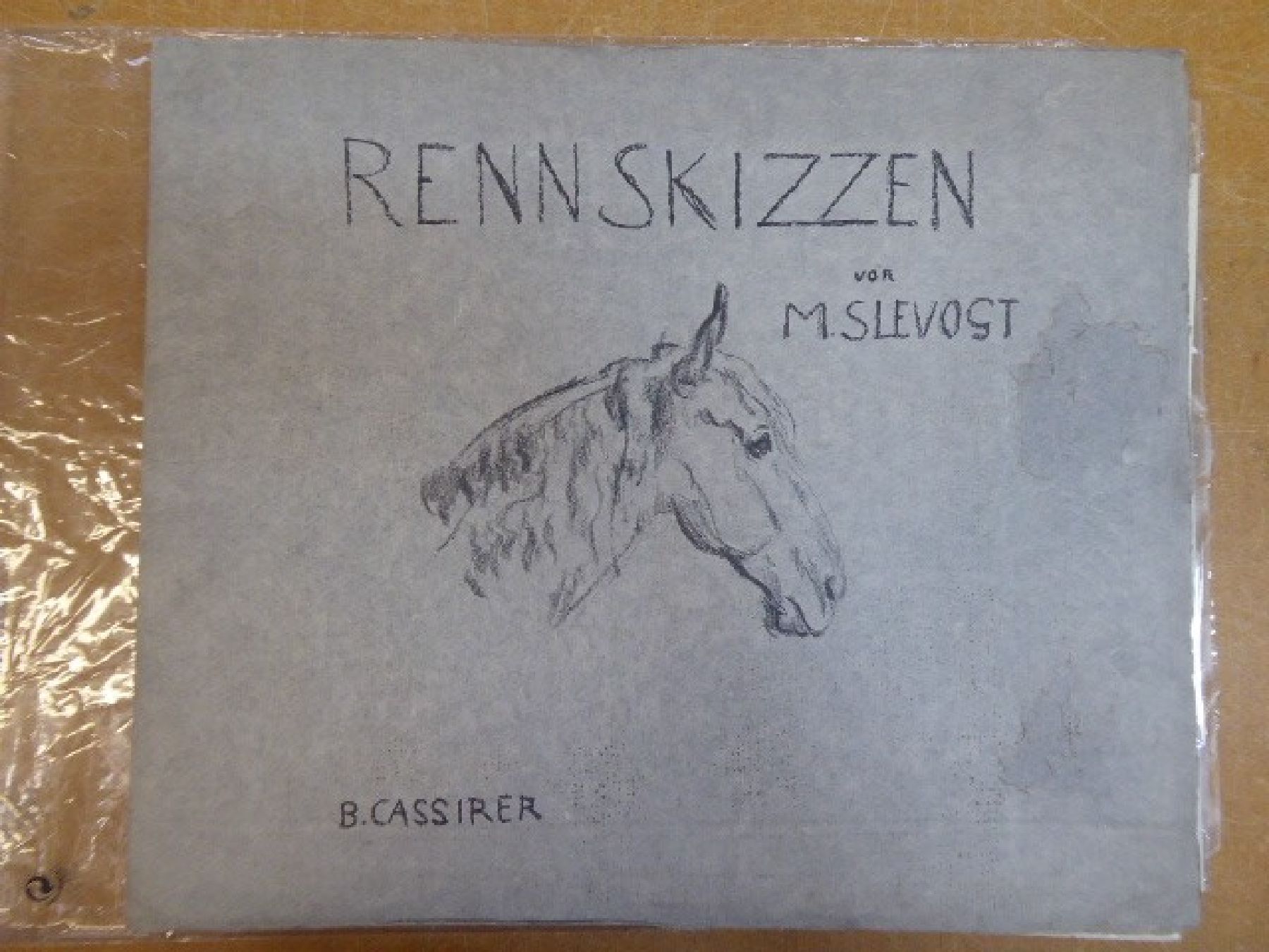 Detail b: Max Slevogt, 1868-1932, Mappenwerk Rennskizzen von der Trabrennbahn, komplett mit Umschlag, innen 6 signierte Lithographien auf China-Papier, Auflage ...