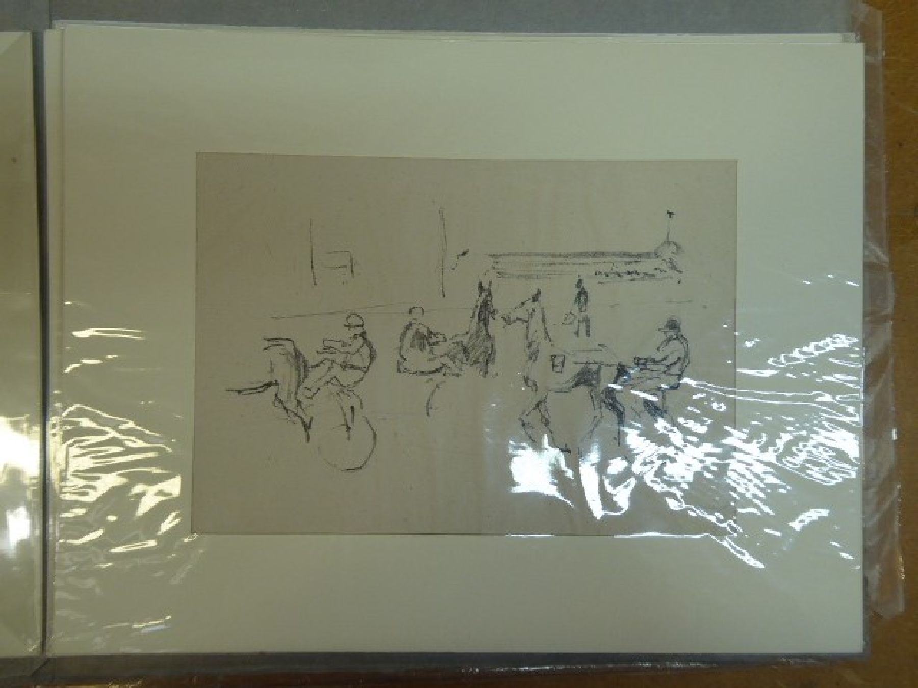 Detail e: Max Slevogt, 1868-1932, Mappenwerk Rennskizzen von der Trabrennbahn, komplett mit Umschlag, innen 6 signierte Lithographien auf China-Papier, Auflage ...