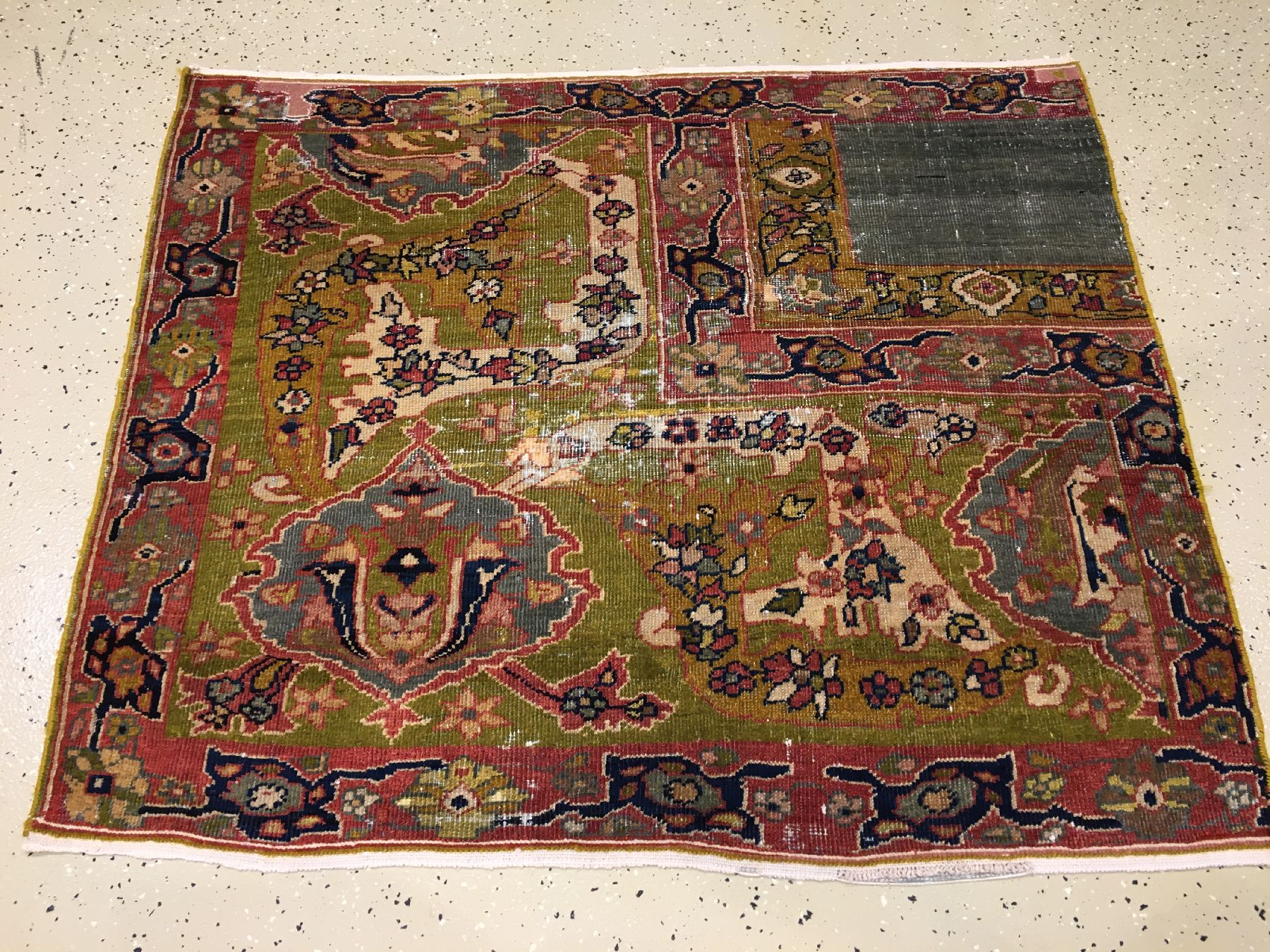 Detail a: Ziegler Mahal "Wagireh" antik, Westpersien, 19.Jhd., Wolle geknüpft auf Baumwolle. Seltene Mustervorlage aus den legendären Werkstätten ...