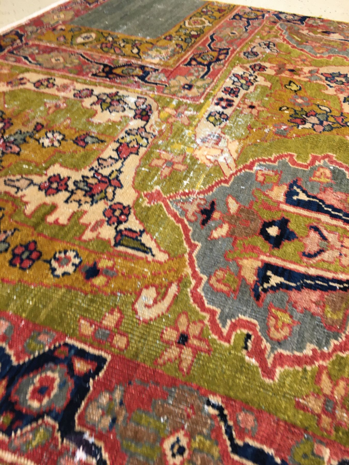 Detail c: Ziegler Mahal "Wagireh" antik, Westpersien, 19.Jhd., Wolle geknüpft auf Baumwolle. Seltene Mustervorlage aus den legendären Werkstätten ...