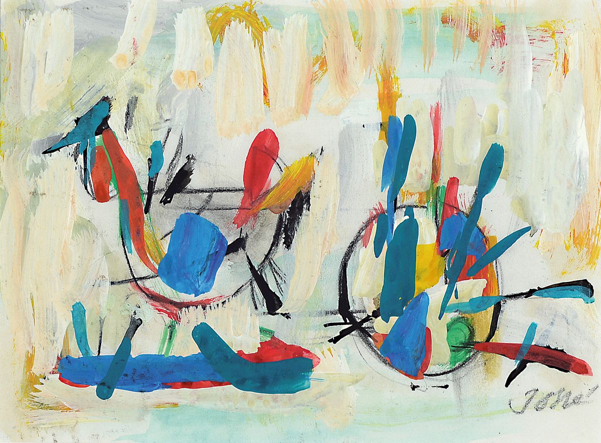 Friedrich Jossé,1879-1994, "Huhn mit Ei", Gouache, handsigniert, auf Papier, rückseitig bezeichnet, 18 x 14 cm,unter Glas, PP., Rahmen: ...