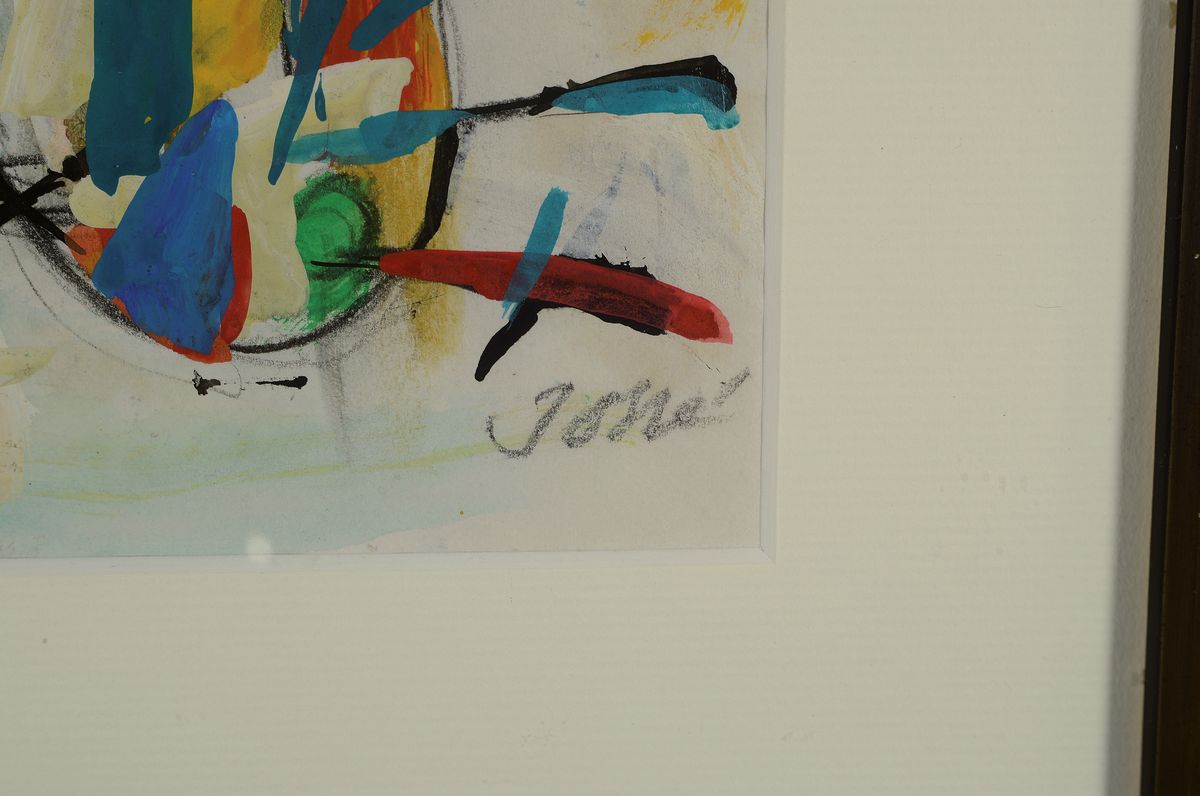 Detail e: Friedrich Jossé,1879-1994, "Huhn mit Ei", Gouache, handsigniert, auf Papier, rückseitig bezeichnet, 18 x 14 cm,unter Glas, PP., Rahmen: ...