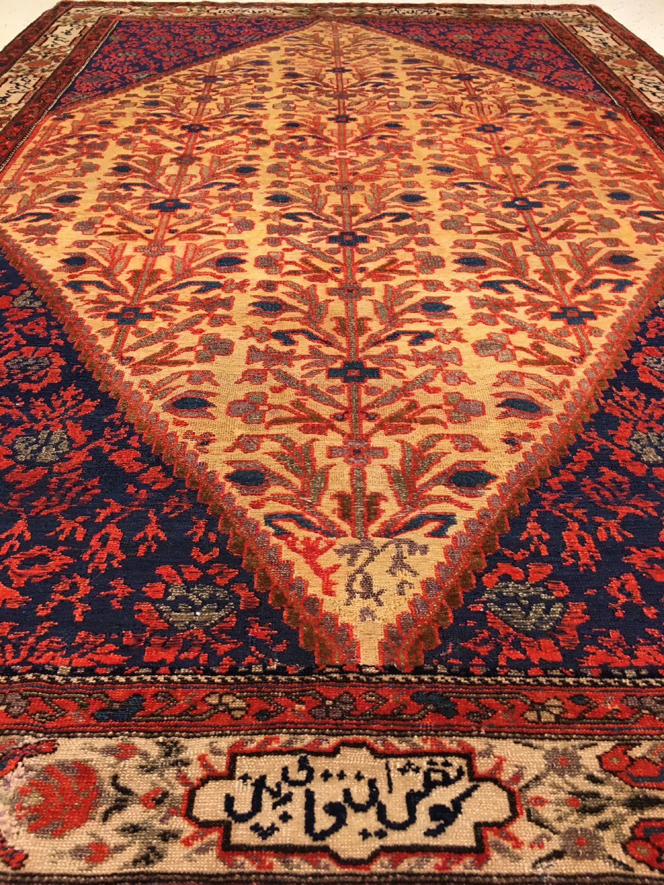 Detail b: Sehr feiner Mischan Malayer "Souf" antik, Westpersien, 19.Jhd., Wolle geknüpft und größtenteils in Souf-Technik geknüpft/gewebt auf ...