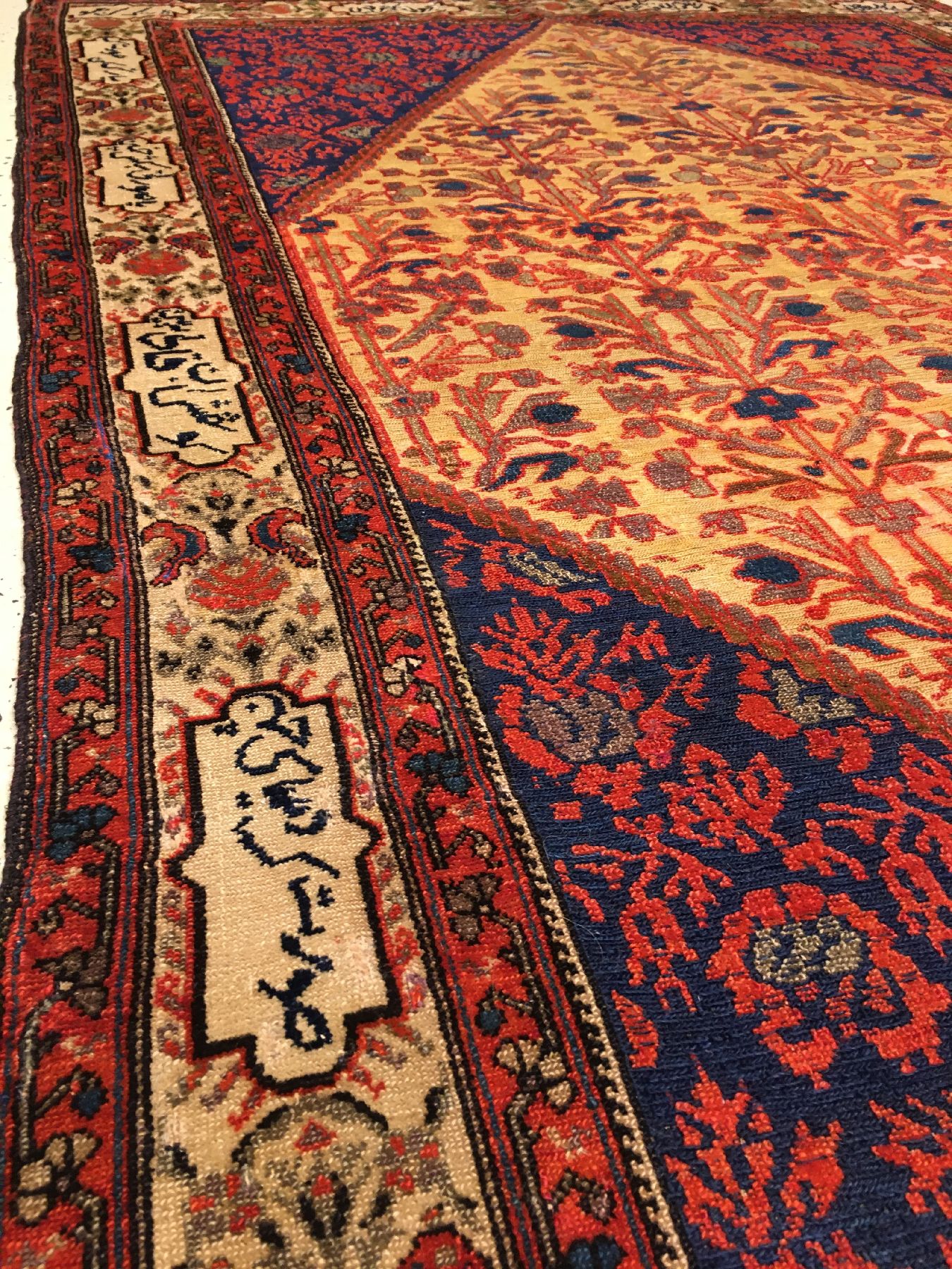 Detail c: Sehr feiner Mischan Malayer "Souf" antik, Westpersien, 19.Jhd., Wolle geknüpft und größtenteils in Souf-Technik geknüpft/gewebt auf ...