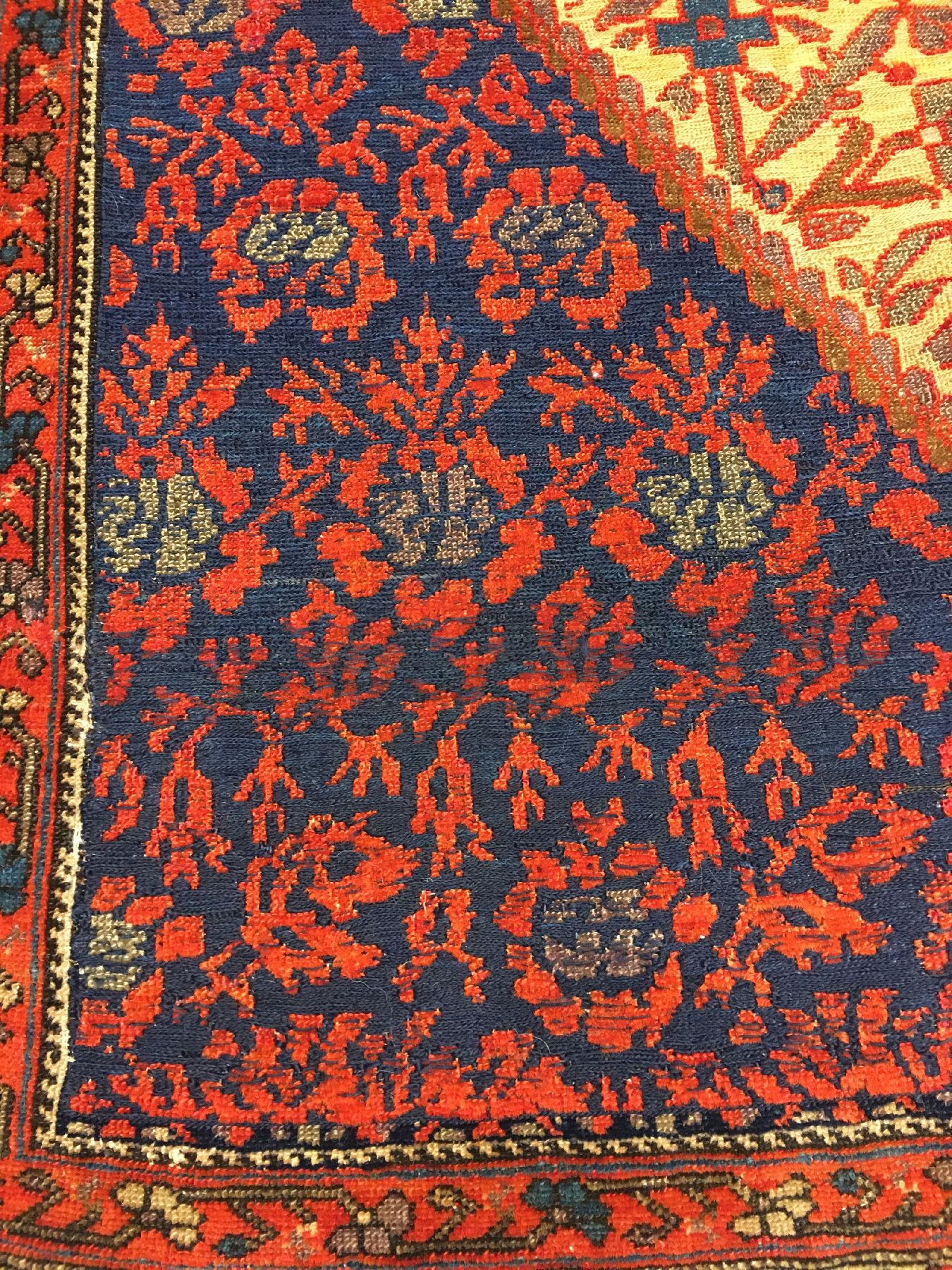 Detail e: Sehr feiner Mischan Malayer "Souf" antik, Westpersien, 19.Jhd., Wolle geknüpft und größtenteils in Souf-Technik geknüpft/gewebt auf ...