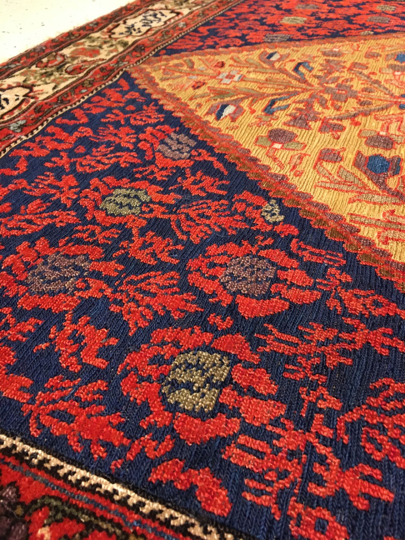 Detail f: Sehr feiner Mischan Malayer "Souf" antik, Westpersien, 19.Jhd., Wolle geknüpft und größtenteils in Souf-Technik geknüpft/gewebt auf ...