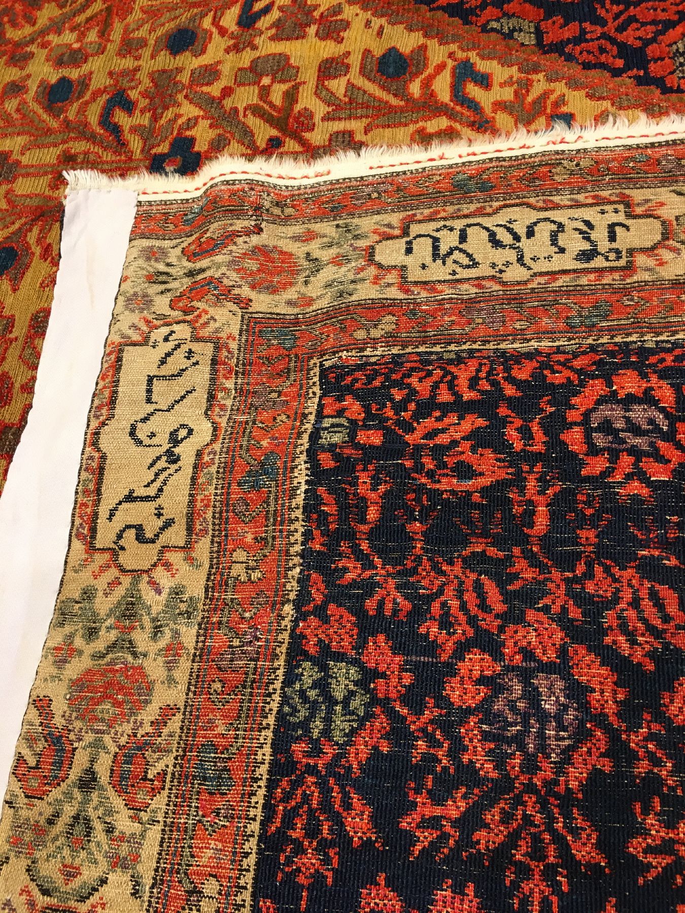 Detail h: Sehr feiner Mischan Malayer "Souf" antik, Westpersien, 19.Jhd., Wolle geknüpft und größtenteils in Souf-Technik geknüpft/gewebt auf ...