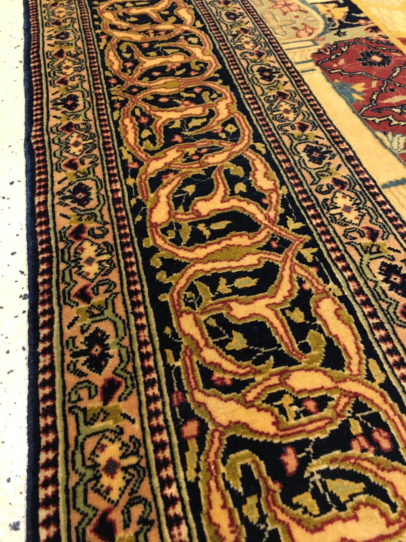 Detail g: Feiner Täbriz "Bildteppich" alt (Shah Abbas I.), Nordwestpersien, um 1930, Korkwolle geknüpft auf Baumwolle. Sehr feiner Bildteppich aus ...