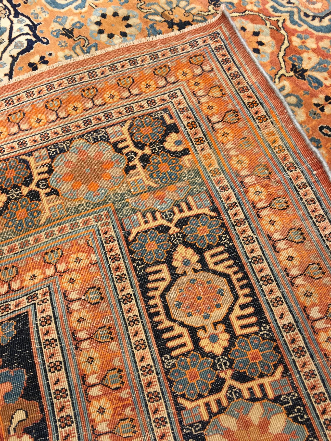 Detail h: Sehr feiner Täbriz "Hadji-Jalili" antik, Nordwestpersien, 19.Jhd., Korkwolle geknüpft auf Baumwolle. Bemerkenswert fein geknüpfter ...
