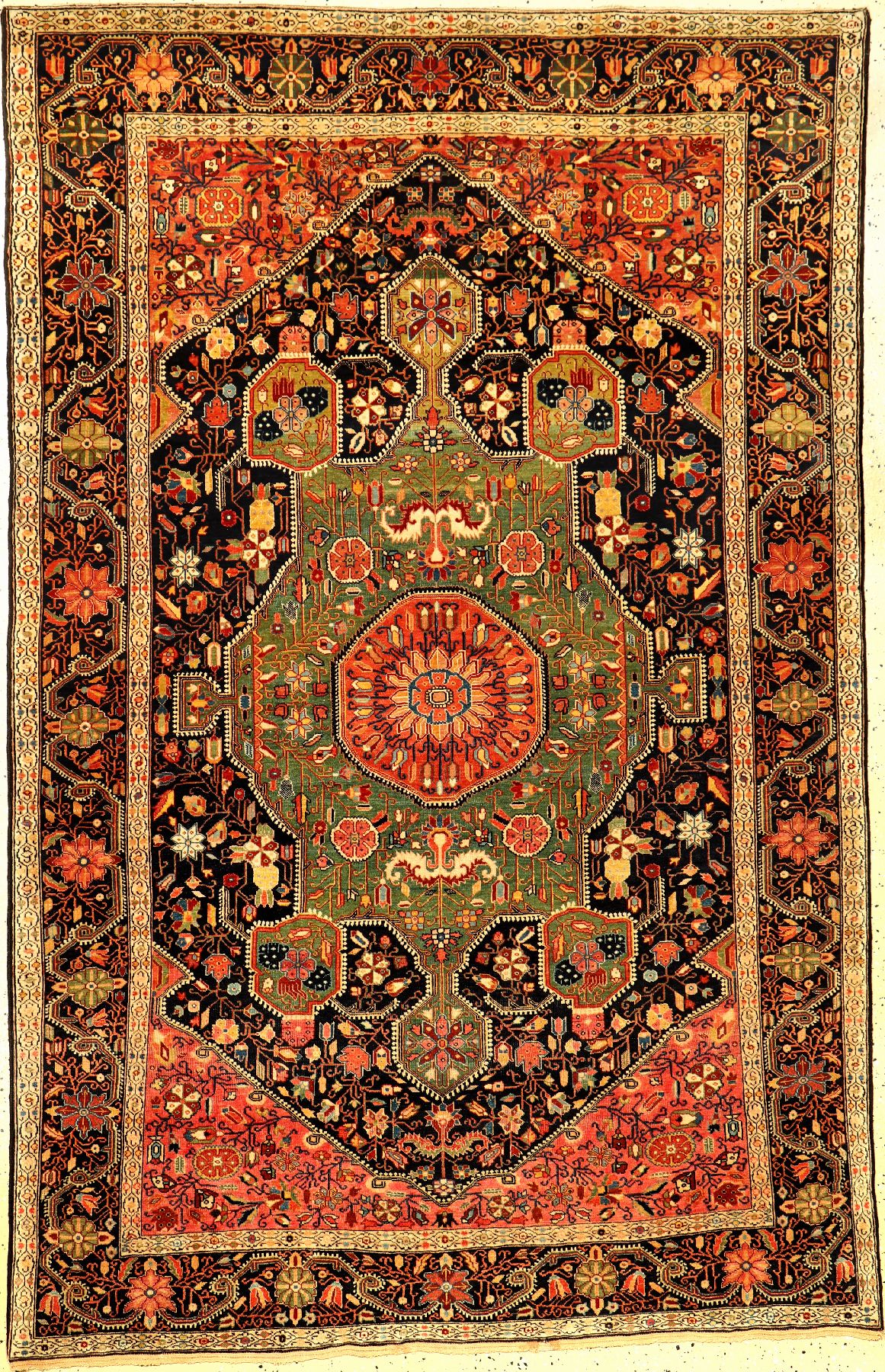 Sehr feiner Farahan antik, Westpersien, Ende 19.Jhd., Korkwolle geknüpft auf Baumwolle. Einzigartiger und hochfeiner Sarogh-Farahan mit eleganten ...