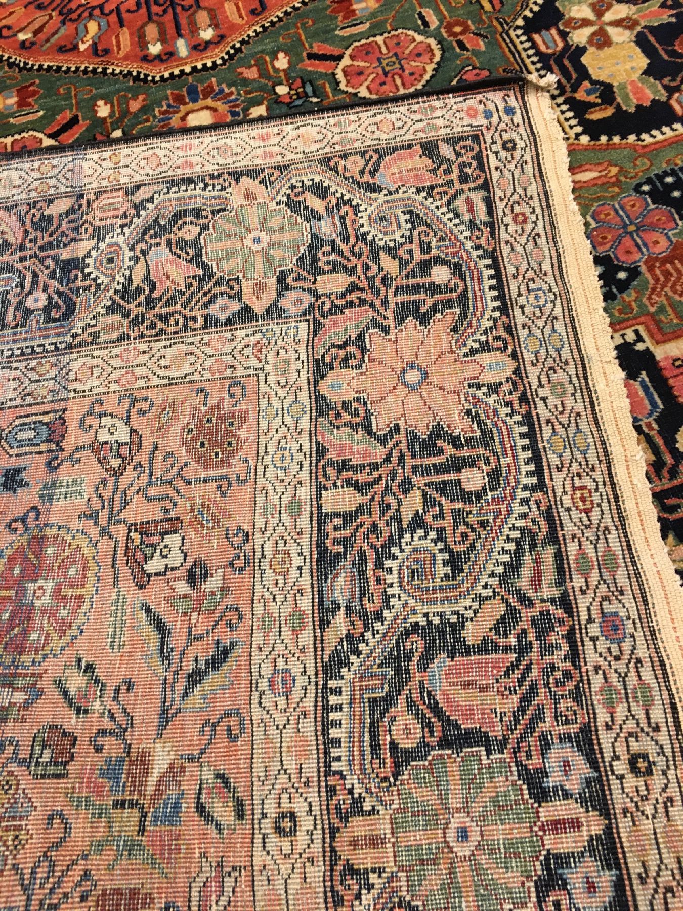 Detail h: Sehr feiner Farahan antik, Westpersien, Ende 19.Jhd., Korkwolle geknüpft auf Baumwolle. Einzigartiger und hochfeiner Sarogh-Farahan mit eleganten ...