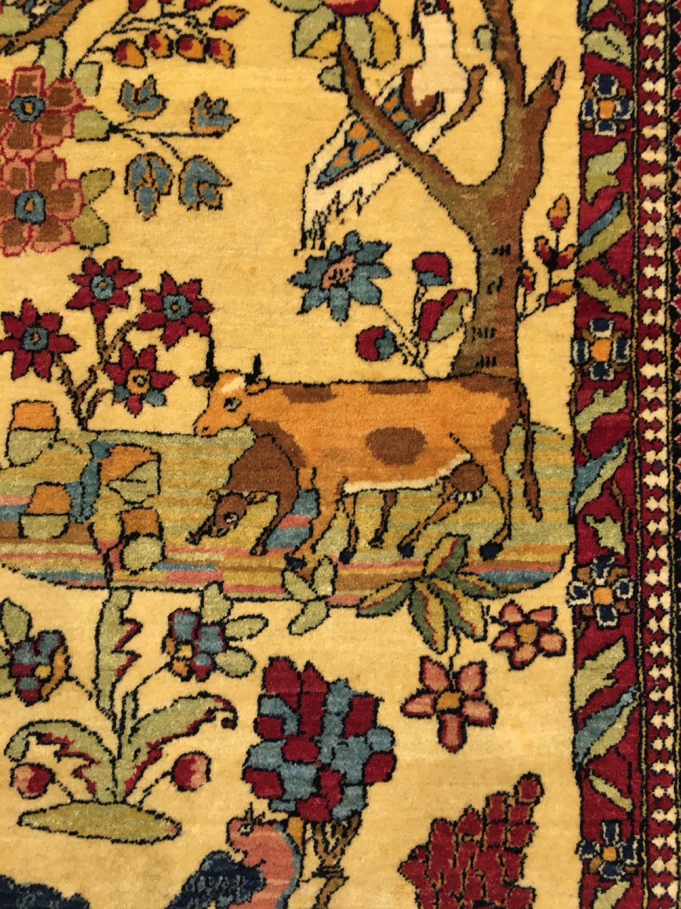 Detail c: Feiner Esfahan "Ahmad" antik, Zentralpersien, Ende 19.Jhd., Korkwolle geknüpft auf Baumwolle. Feiner Esfahan aus den bekannten ...