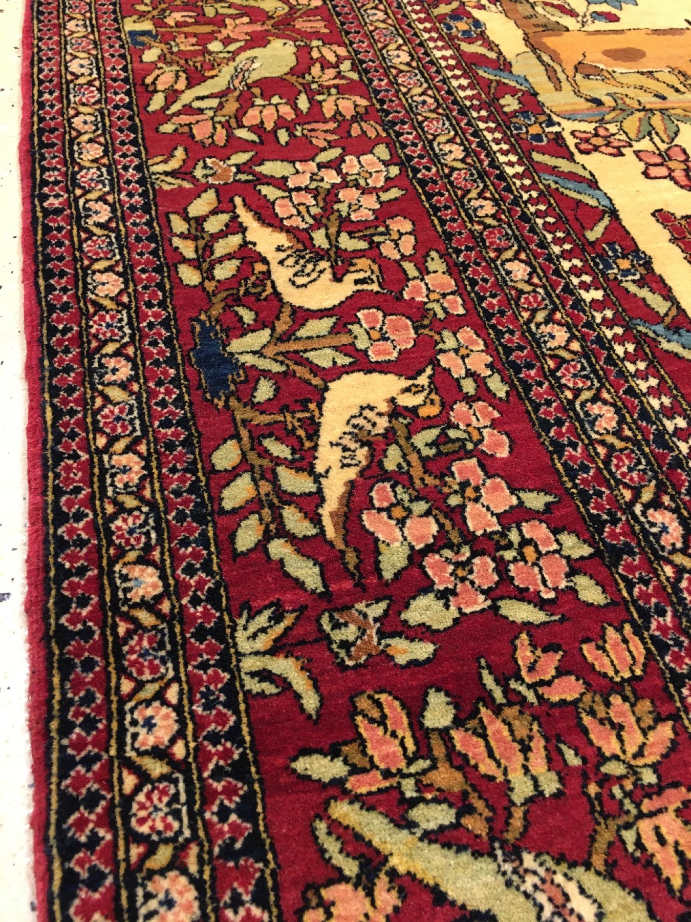 Detail g: Feiner Esfahan "Ahmad" antik, Zentralpersien, Ende 19.Jhd., Korkwolle geknüpft auf Baumwolle. Feiner Esfahan aus den bekannten ...