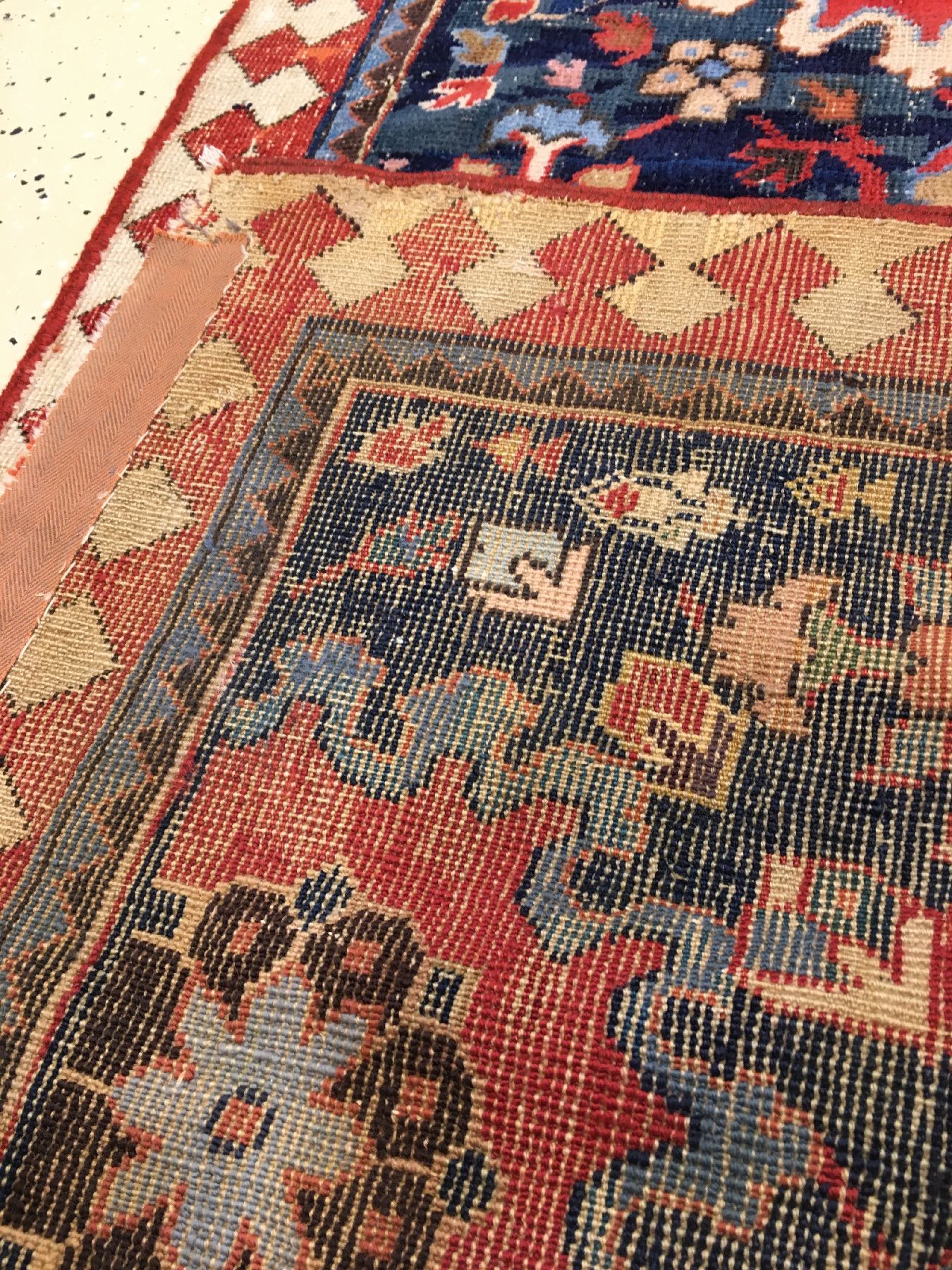 Detail h: Frühe Azeri "Galerie" antik, Nordwestpersien, um 1800, Wolle geknüpft auf Baumwolle. Sehr seltene und frühe Azeri Galerie mit Palmetten ...