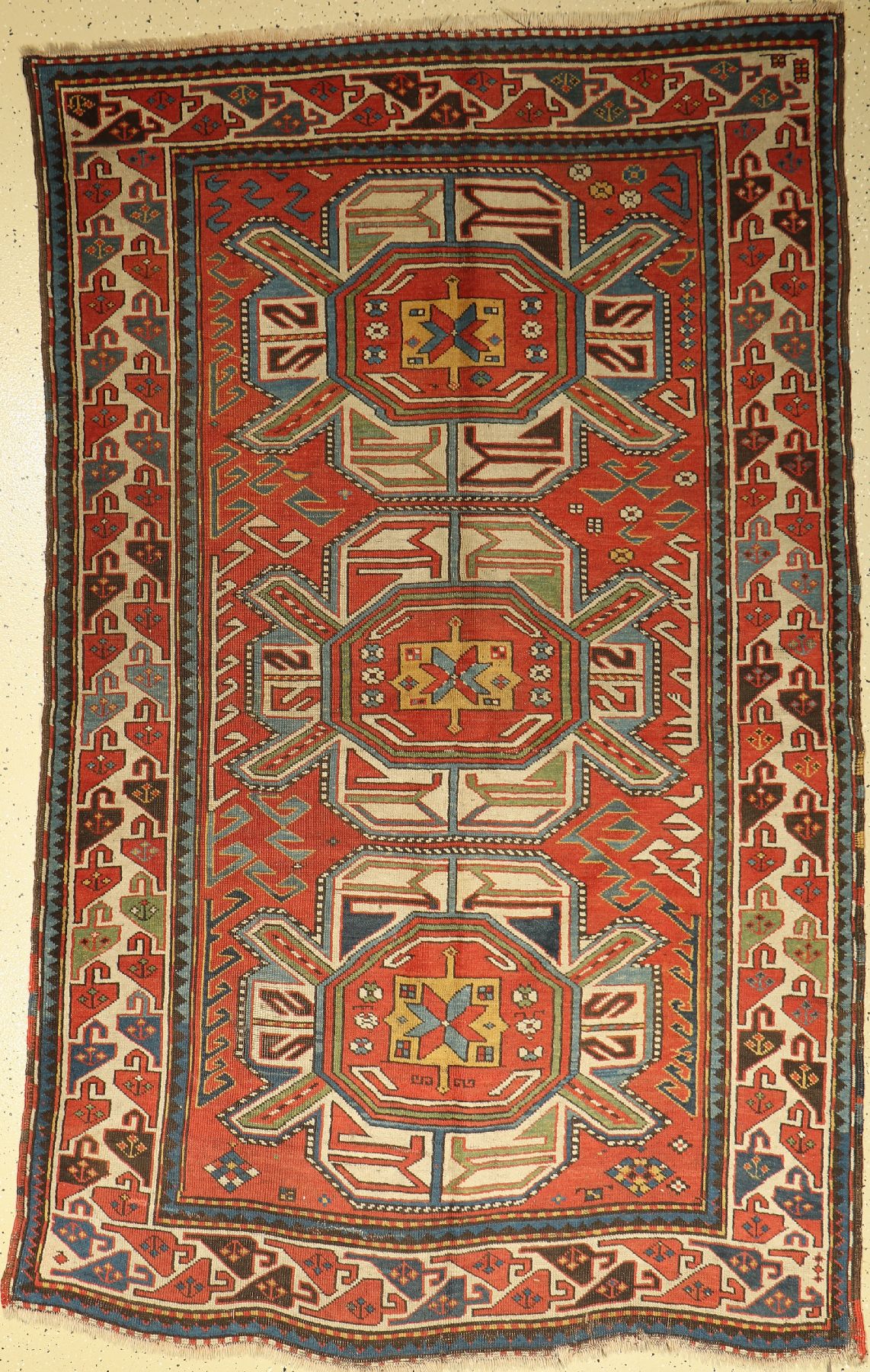 Tier Gül Kasak antik, Kaukasus, Ende 19.Jhd., Wolle auf Wolle, ca. 235 x 150 cm, EHZ: 4-5