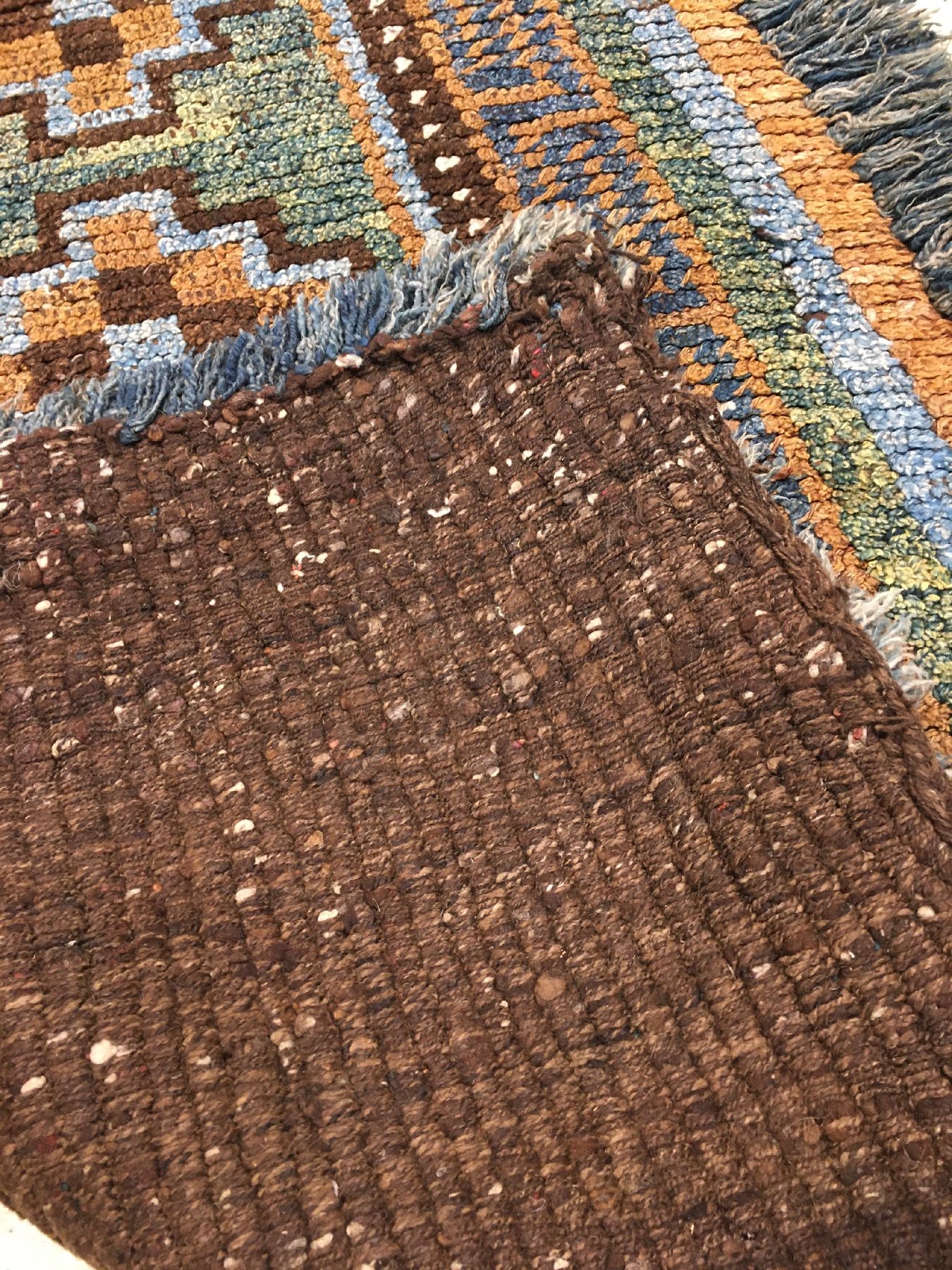 Detail g: Seltener Wangden Drumtze "Meditationsteppich" antik, Tibet, 19.Jhd., Yakwolle geknüpft auf Wolle. Grüngrundiger Meditationsteppich mit ...