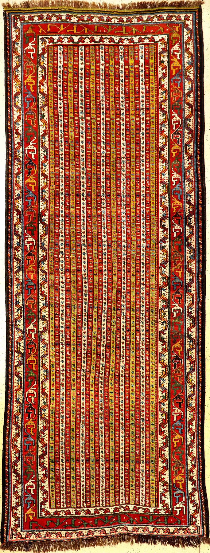 Seltener Luri "Streifenteppich" antik, Südwestpersien Fars-Gebiet, 19.Jhd., Wolle geknüpft auf Wolle. Hochdekorativer Tribal-Teppich mit ...