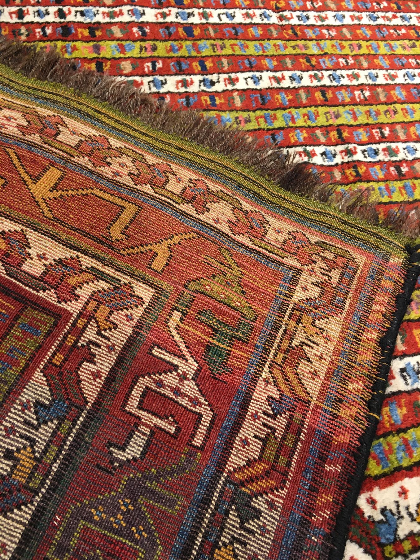 Detail h: Seltener Luri "Streifenteppich" antik, Südwestpersien Fars-Gebiet, 19.Jhd., Wolle geknüpft auf Wolle. Hochdekorativer Tribal-Teppich mit ...