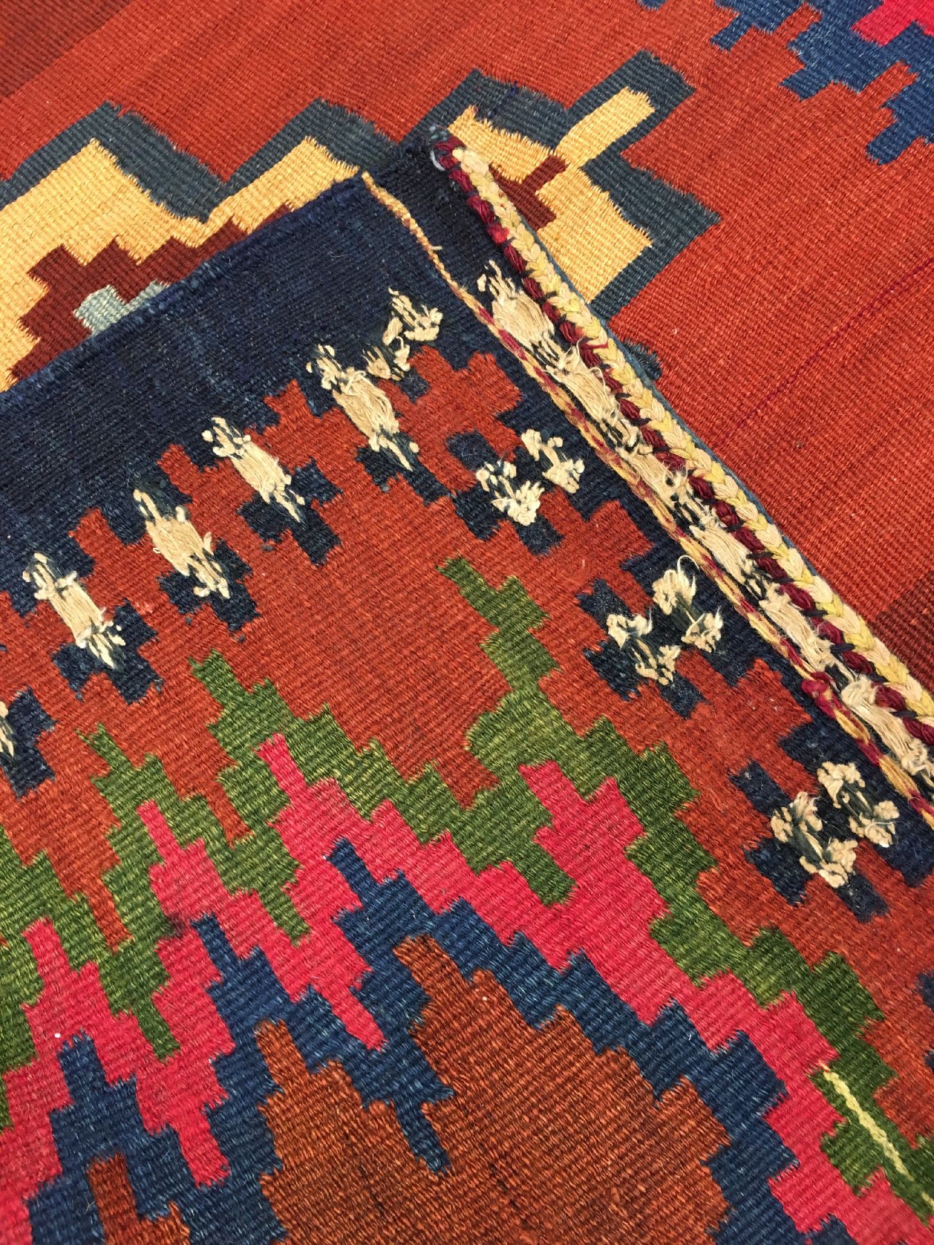 Detail f: Afschar "Sofreh" alt, Südpersien Sirjan-Region, um 1930/1940, Wolle gewebt auf Wolle. Dekorative flachgewebte Sofreh aus Südpersien in ...