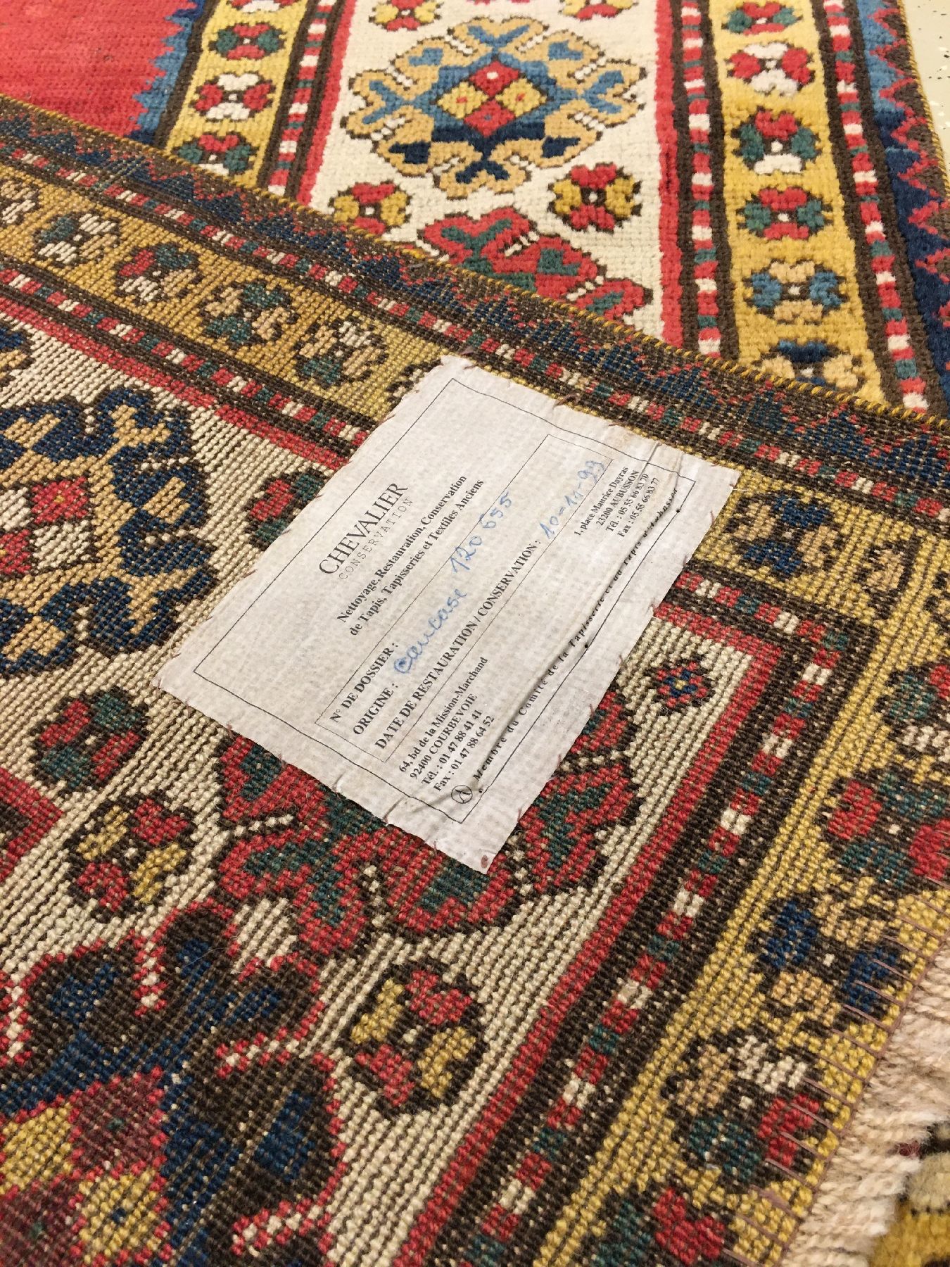 Detail h: Seltene Saliani "Galerie" antik, Südkaukasus, 19.Jhd., Wolle geknüpft auf Wolle. Diese seltenen Teppiche mit "Met-Hane" Feld ...