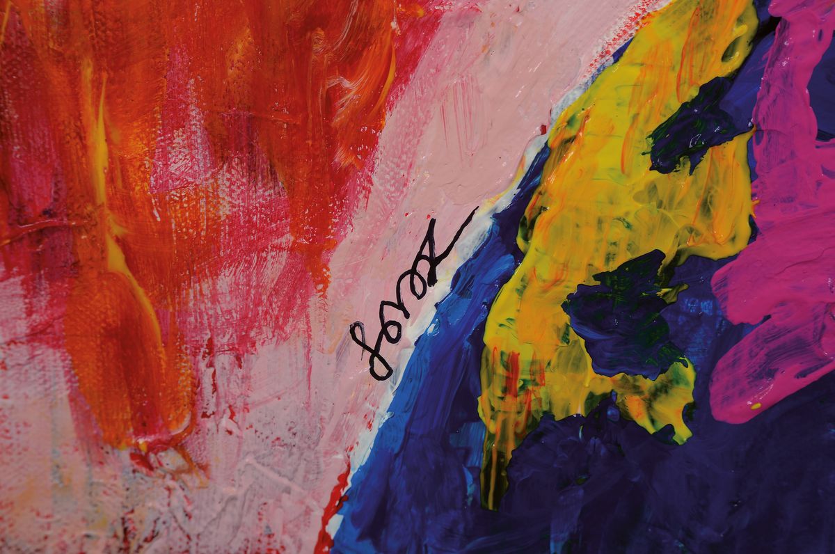 Detail c: Abbaszadeh Forouzan, geb. 1978, Studium für Kunst/Grafik in Iran, lebt seit 2016 in Hamburg, Hier: Öl/Lwd, links unten sign., ca. 100x80 cm