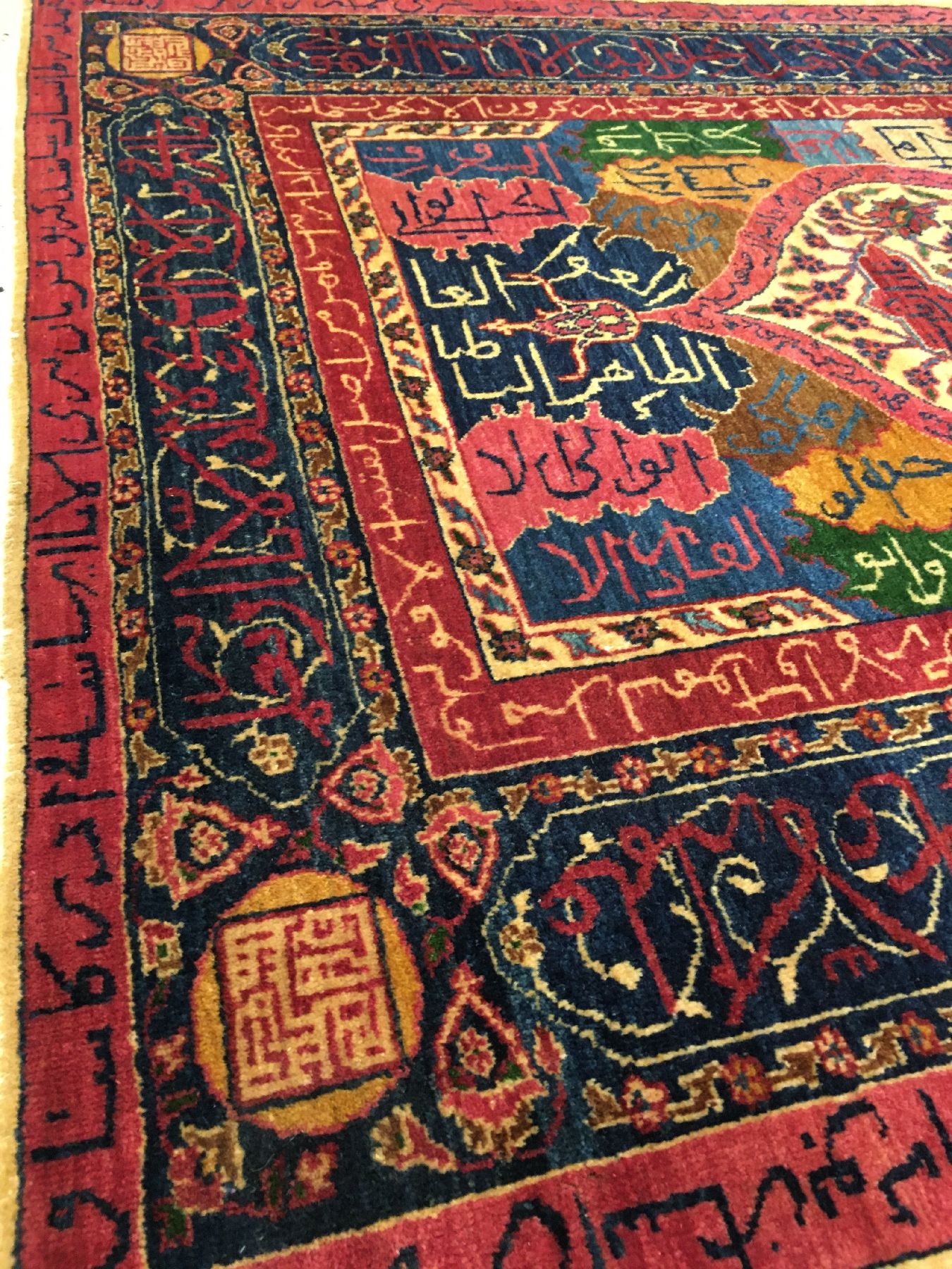Detail c: Seltener feiner Keschan "Ghazan" (Signiert) antik (Safavid Prayer Salting-Group Design) "Manchester-Wolle", Zentralpersien, Ende ...