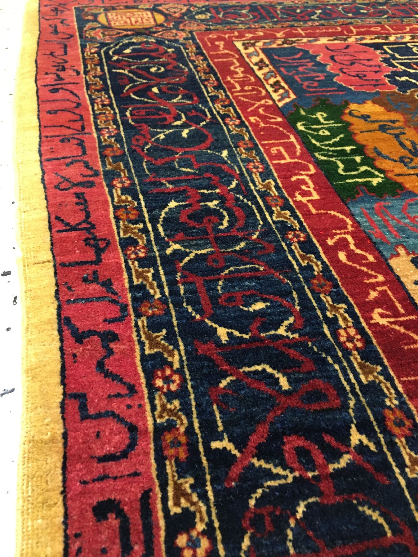 Detail g: Seltener feiner Keschan "Ghazan" (Signiert) antik (Safavid Prayer Salting-Group Design) "Manchester-Wolle", Zentralpersien, Ende ...