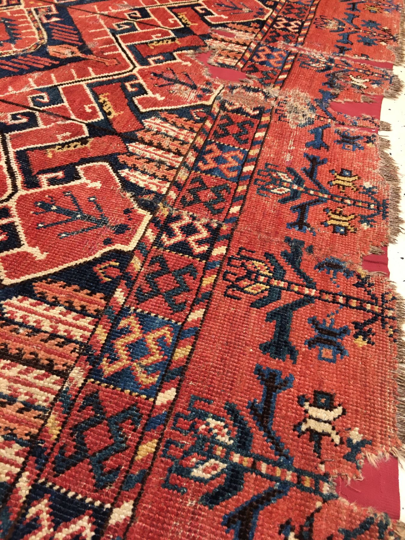 Detail e: Früher Ersari "Tschowal" antik, Turkmenistan Amu-Darja, Frühes 19.Jhd., Wolle geknüpft auf Wolle. Farbige Tschowal der Ersaren mit ...