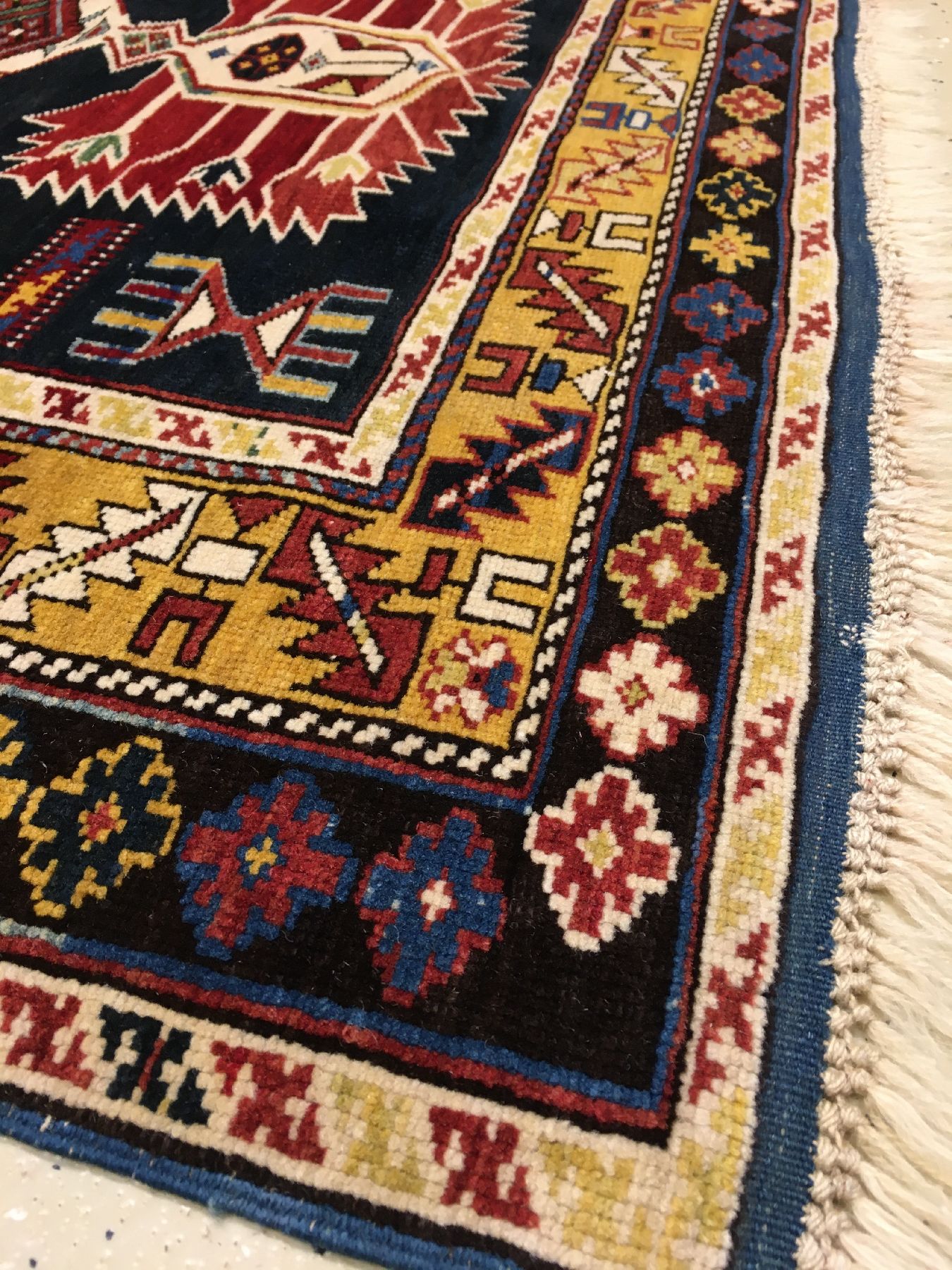 Detail g: Feiner Karagaschli antik, Ostkaukasus Kuba-Gebiet, 19.Jhd., Wolle geknüpft auf Wolle. Sehr fein geknüpfter Karagaschli mit Rautenmuster und ...