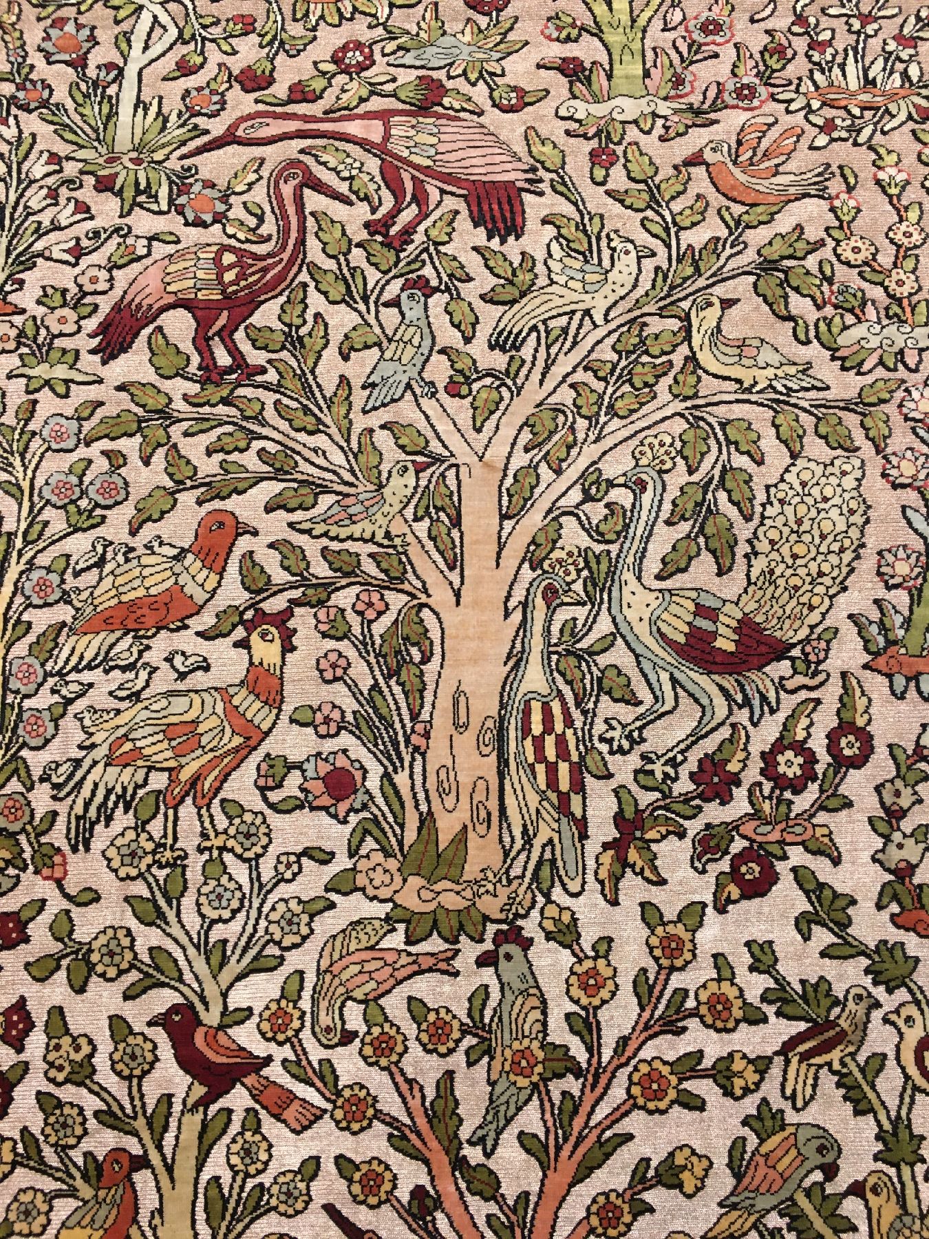 Detail c: Feiner metallbroschierter Seiden Hereke alt (Signiert), Türkei, um 1960, reine Naturseide mit metall-broschierten Grund. Hochwertiger Seiden Hereke ...