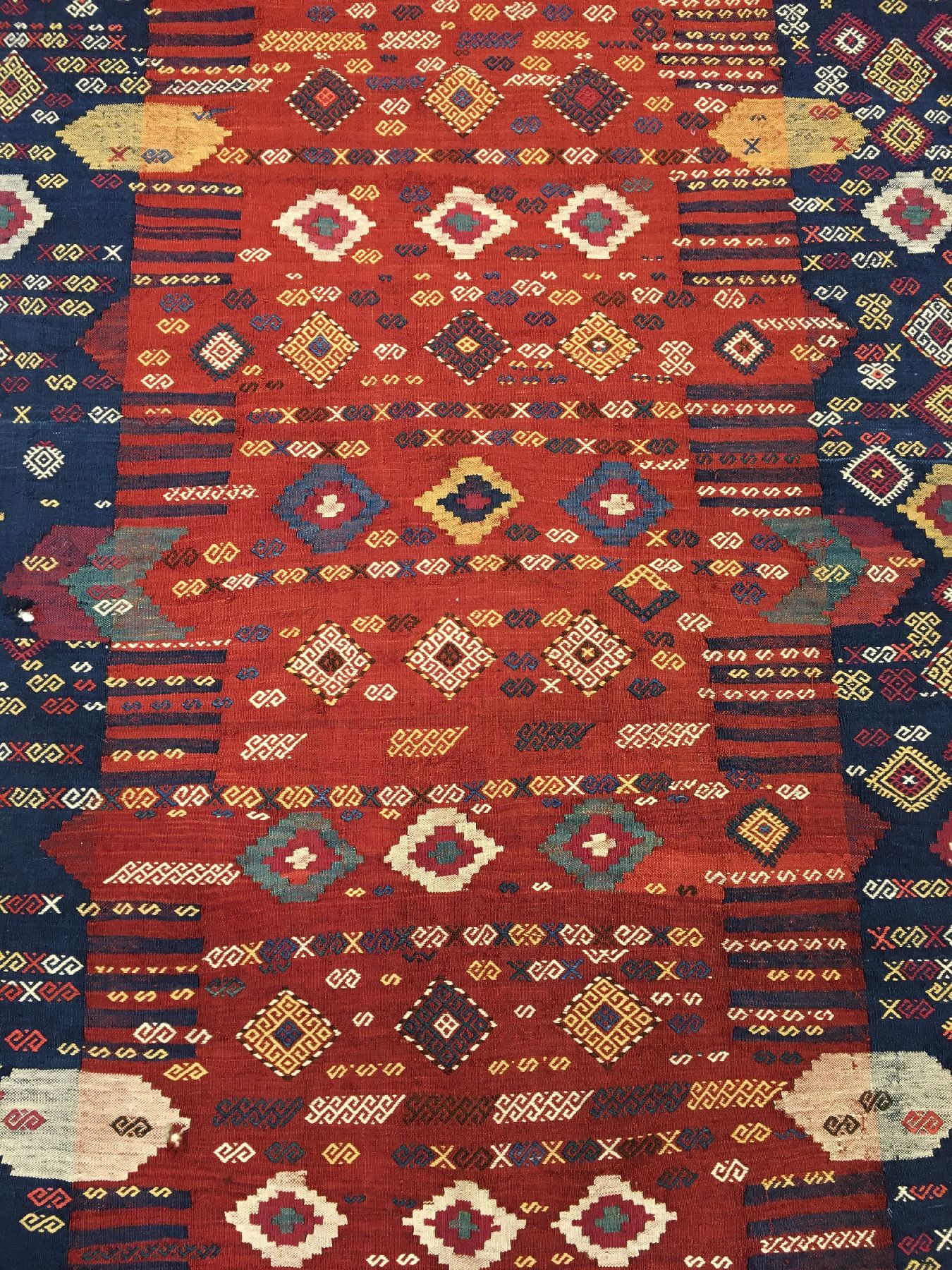 Detail d: Seltene feine kaukasische Azeri "Verneh" antik, Südkaukasus Azerbaijan, 19.Jhd., Wolle gewebt auf Wolle. Einzigartige Azeri Verneh-Decke ...