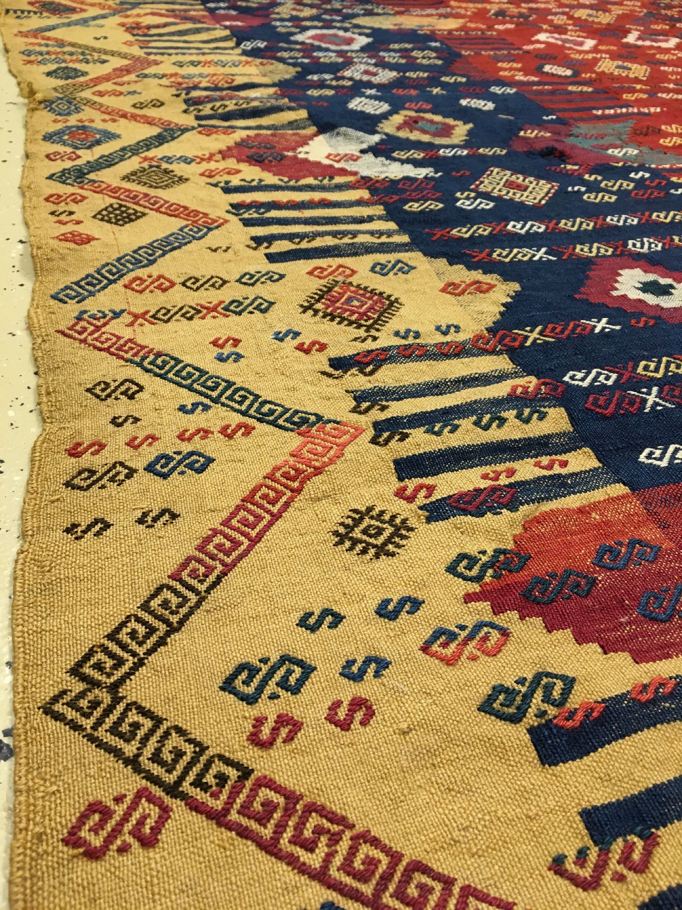 Detail f: Seltene feine kaukasische Azeri "Verneh" antik, Südkaukasus Azerbaijan, 19.Jhd., Wolle gewebt auf Wolle. Einzigartige Azeri Verneh-Decke ...