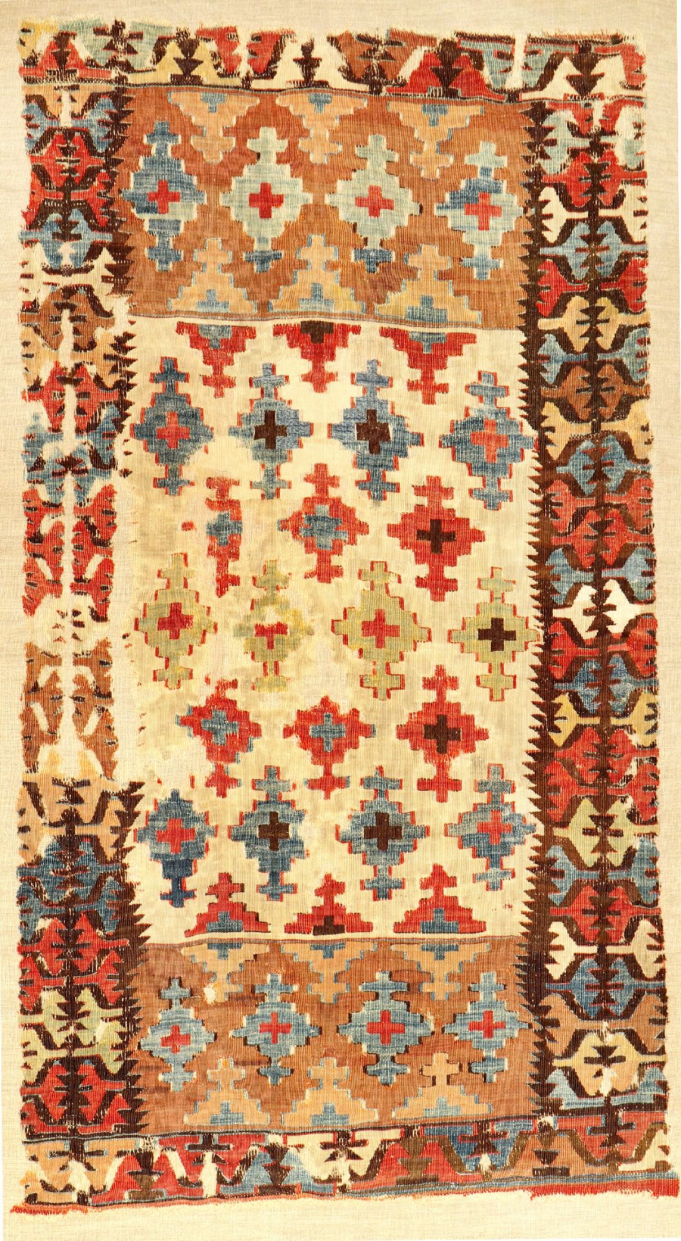 Konya "Kelim" antik (Fragment), Zentralanatolien, 19.Jhd., Wolle gewebt auf Wolle. Kelim-Fragment aus zentralanatolien mit seltener ...