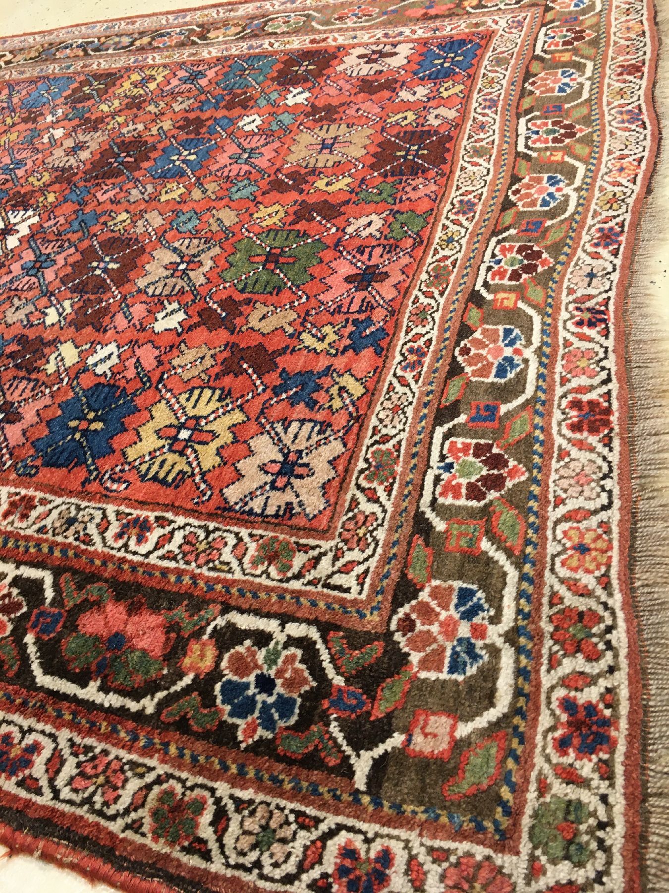 Detail g: Seltener Gerus Bidjar antik (Krabben Muster), Nordwestpersien, Ende 19.Jhd., Wolle geknüpft auf Wolle. Ein sogenanntes Krabbenmuster in wechselnden ...