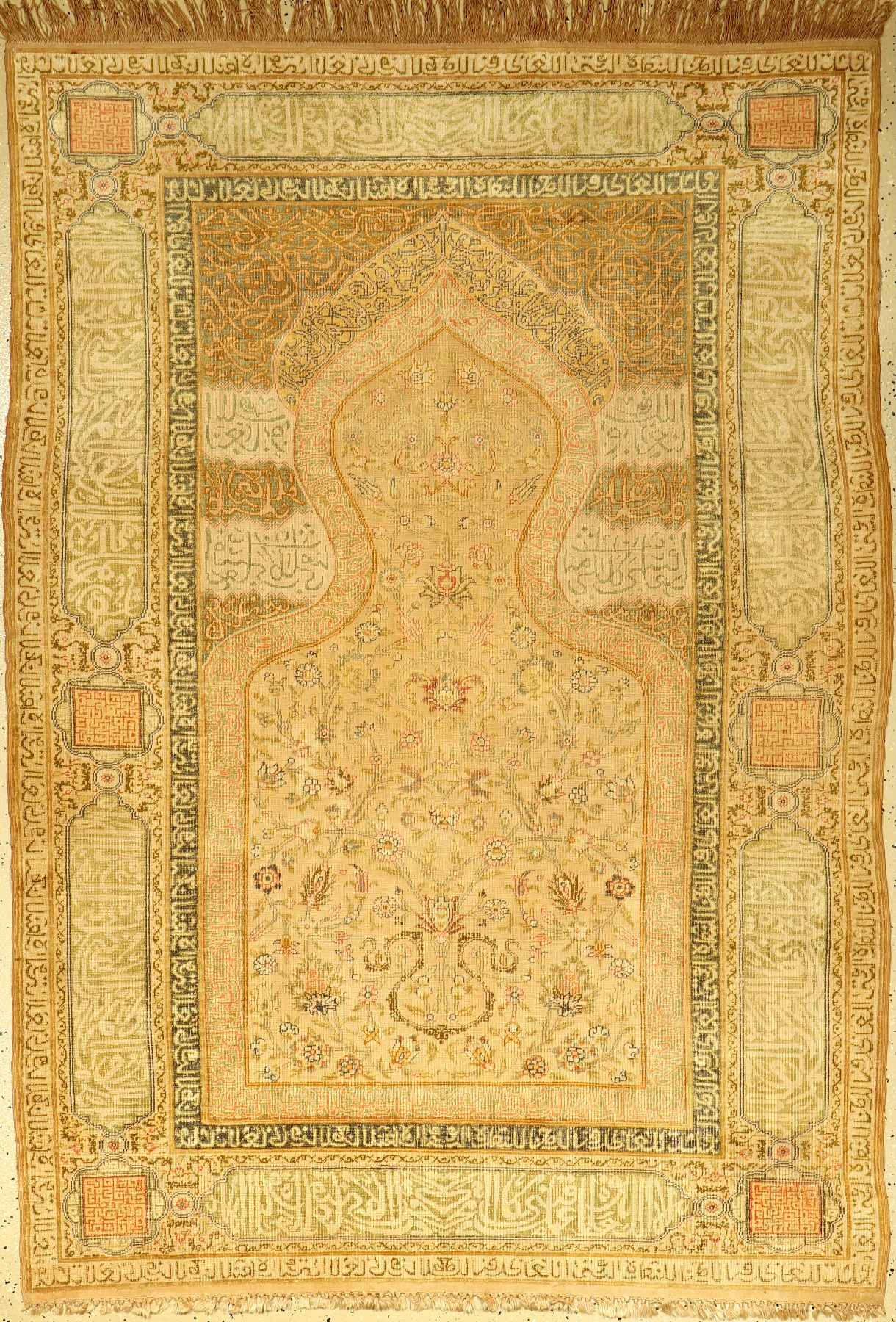 Feiner Kaisery "Flosh" antik (Safavid Prayer Salting-Group Design), Türkei, Ende 19.Jhd., Floshseide auf Baumwolle. Dieses Muster ist ...