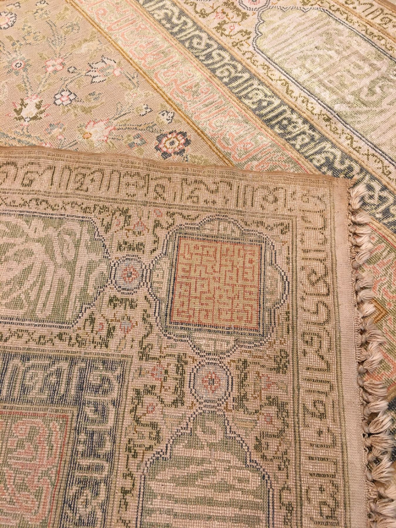 Detail h: Feiner Kaisery "Flosh" antik (Safavid Prayer Salting-Group Design), Türkei, Ende 19.Jhd., Floshseide auf Baumwolle. Dieses Muster ist ...