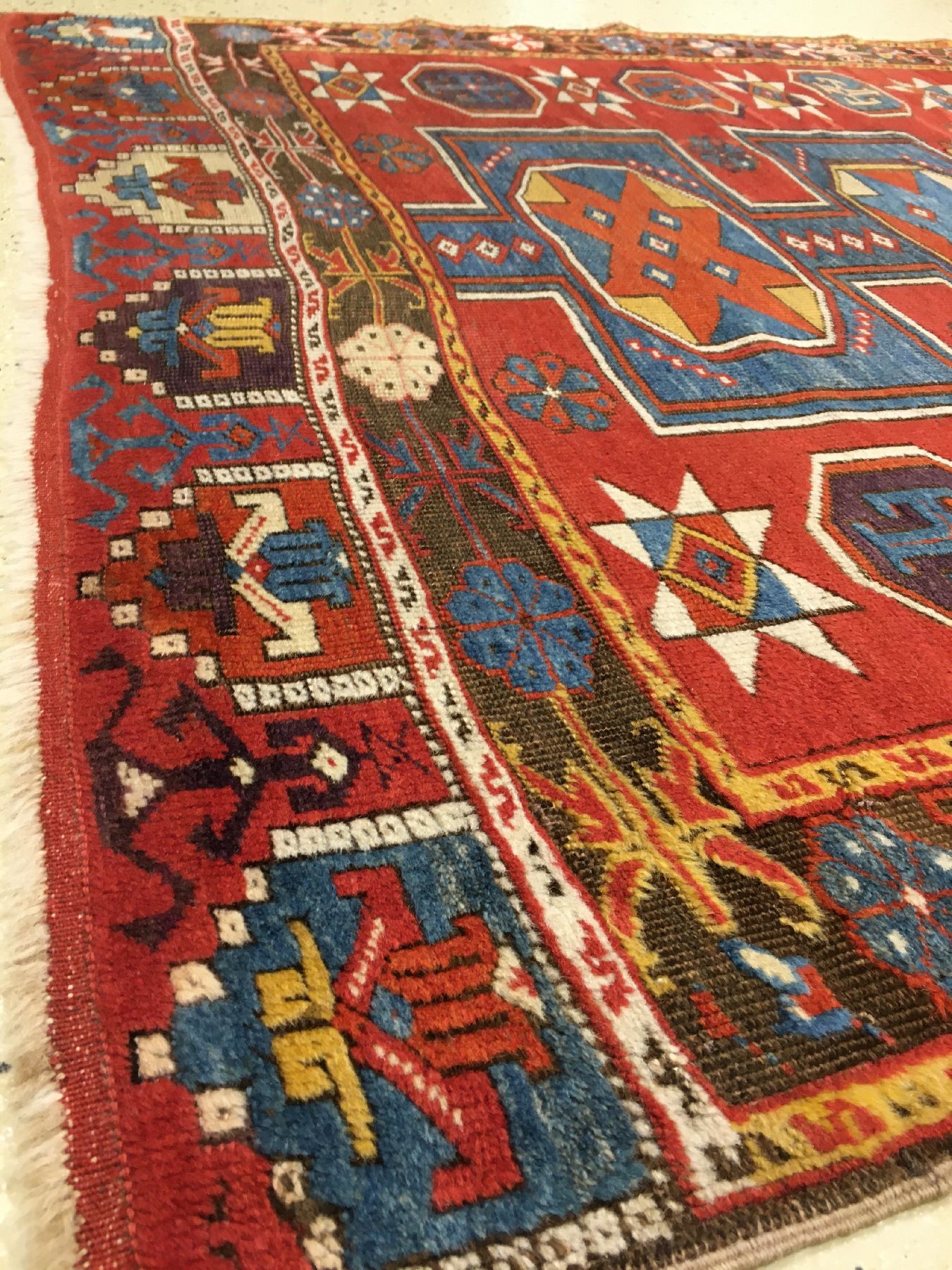 Detail g: Früher Stern-Ladik antik, Zentralanatolien, frühes 19.Jhd., Wolle geknüpft auf Wolle. Seltener Ladik im Sternen-Typus mit hervorragenden ...