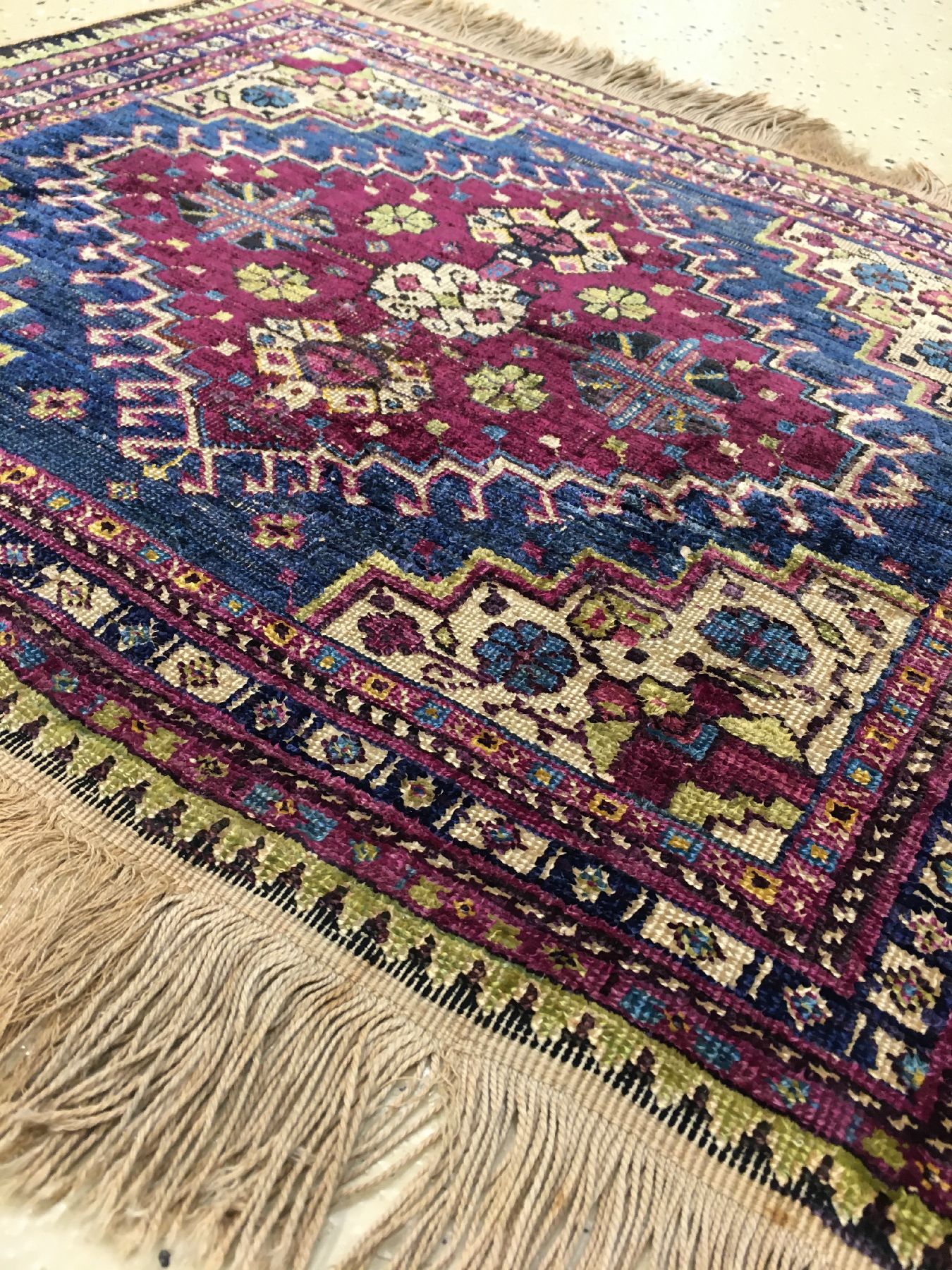 Detail d: Seltene Gaschgai "Seiden-Taschenfront" antik, Südwestpersien Fars-Gebiet, 19.Jhd., reine Naturseide geknüpft auf Baumwolle. Einzigartige ...