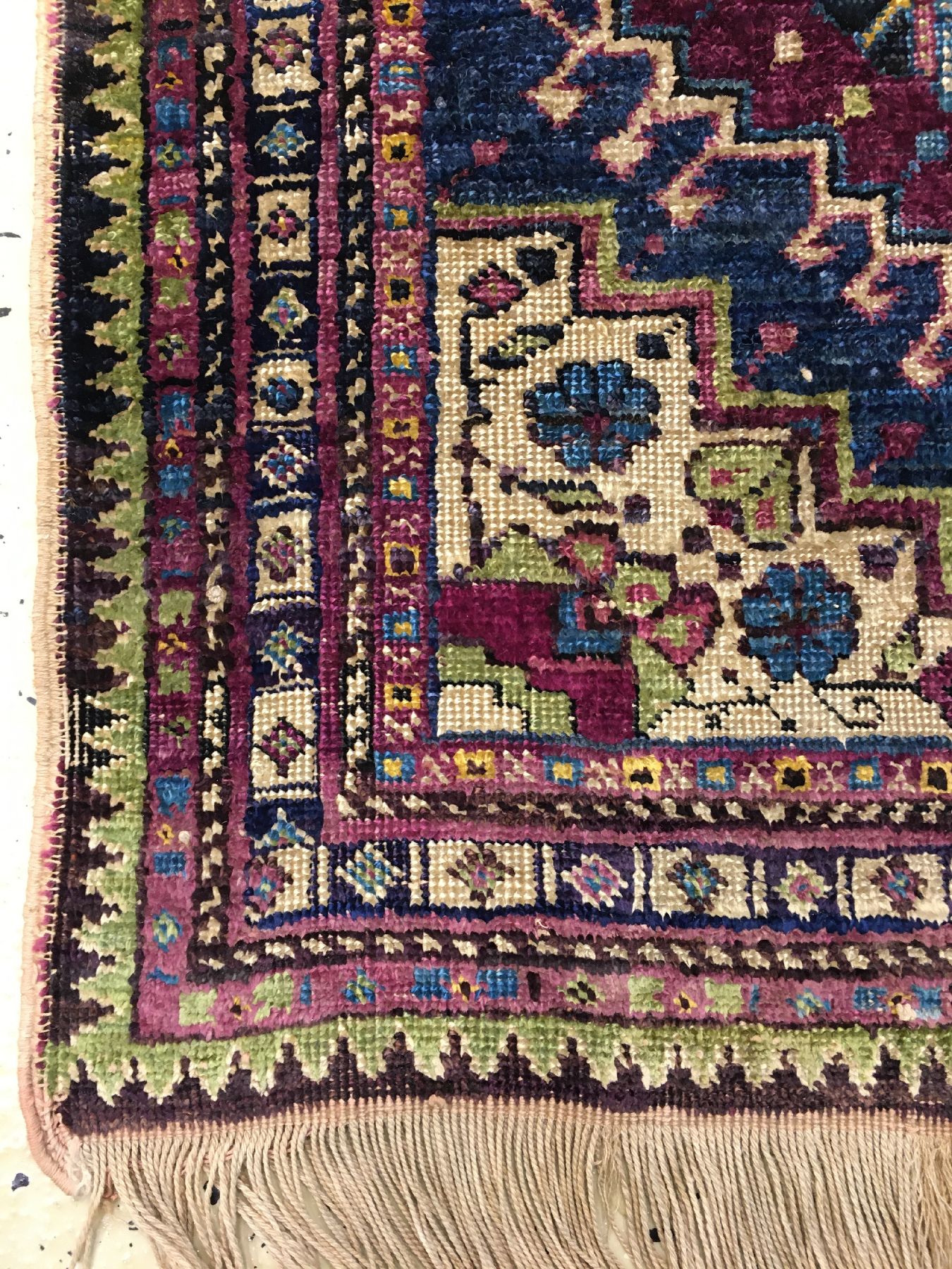 Detail g: Seltene Gaschgai "Seiden-Taschenfront" antik, Südwestpersien Fars-Gebiet, 19.Jhd., reine Naturseide geknüpft auf Baumwolle. Einzigartige ...