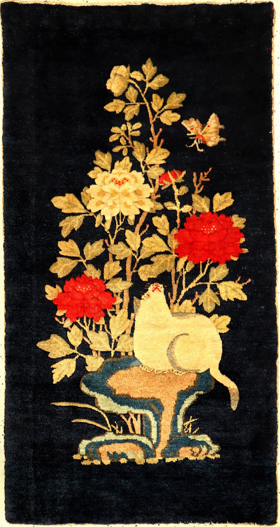 Pao Tao antik (Neujahr Teppich zum Jahr der Ratte), Nordostchina, um 1900, Wolle geknüpft auf Baumwolle. Rarer Jubiläumsteppich gemacht zum Jahr ...