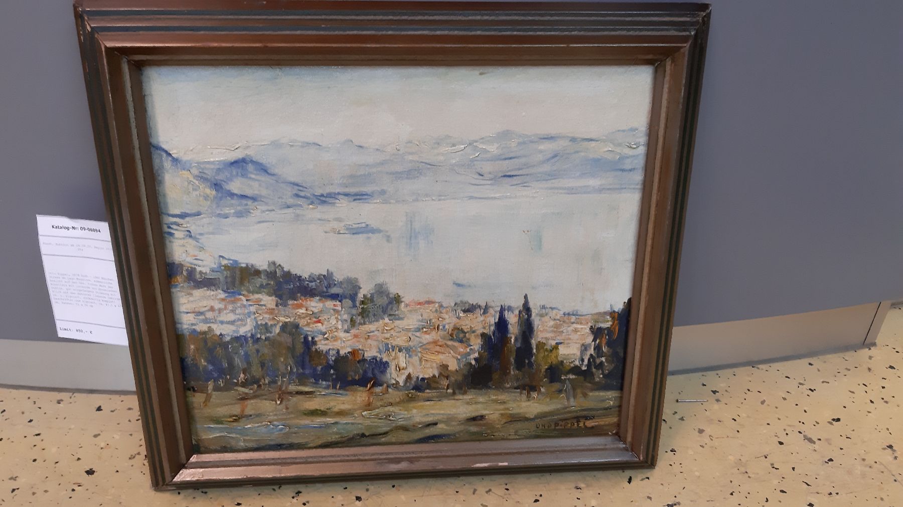 Detail b: Otto Pippel, 1878 Lodz - 1960 München, Stresa am Lago Maggiore, sommerliche Ansicht auf den See, frühes Werk des Künstlers mit lockerem und ...