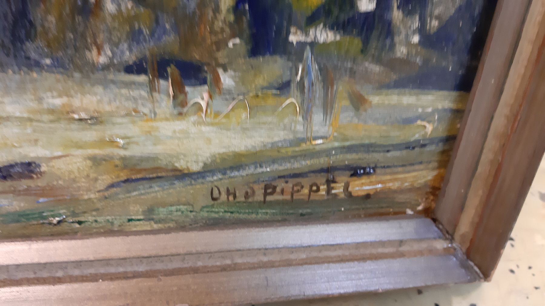Detail c: Otto Pippel, 1878 Lodz - 1960 München, Stresa am Lago Maggiore, sommerliche Ansicht auf den See, frühes Werk des Künstlers mit lockerem und ...
