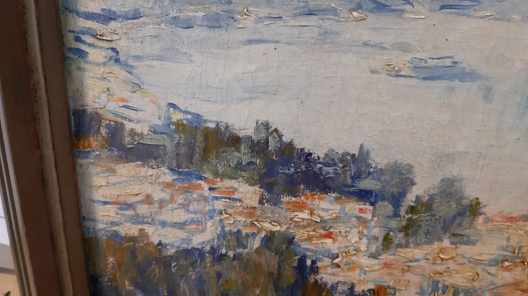 Detail e: Otto Pippel, 1878 Lodz - 1960 München, Stresa am Lago Maggiore, sommerliche Ansicht auf den See, frühes Werk des Künstlers mit lockerem und ...