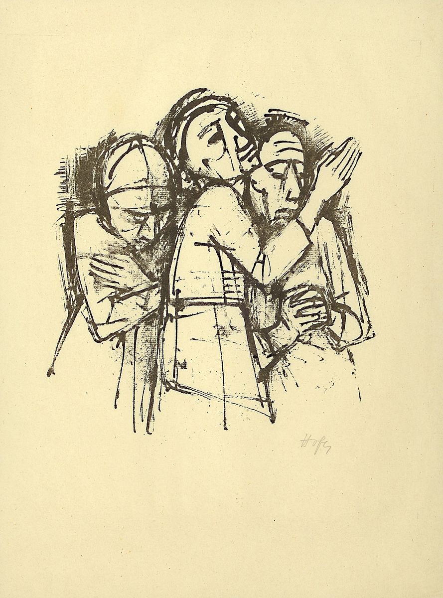 Carl Hofer, 1878 Karlsruhe-1955 Berlin, Lithografie, sign., unter Glas gerahmt, gesamt ca. 60x48 cm