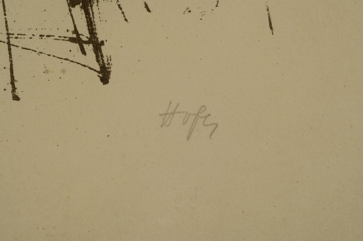 Detail a: Carl Hofer, 1878 Karlsruhe-1955 Berlin, Lithografie, sign., unter Glas gerahmt, gesamt ca. 60x48 cm