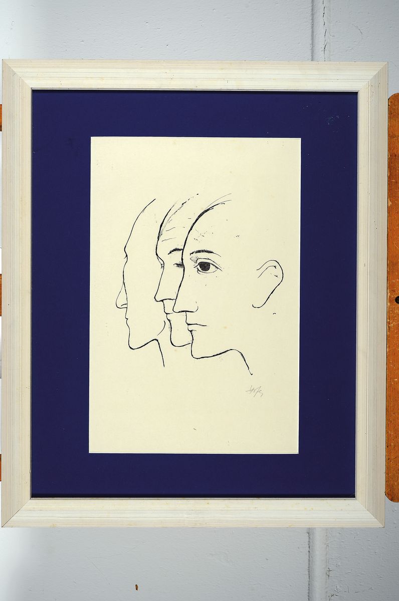 Detail k: Carl Hofer, 1878 Karlsruhe-1955 Berlin, Lithografie, sign., unter Glas gerahmt, gesamt ca. 58x46 cm