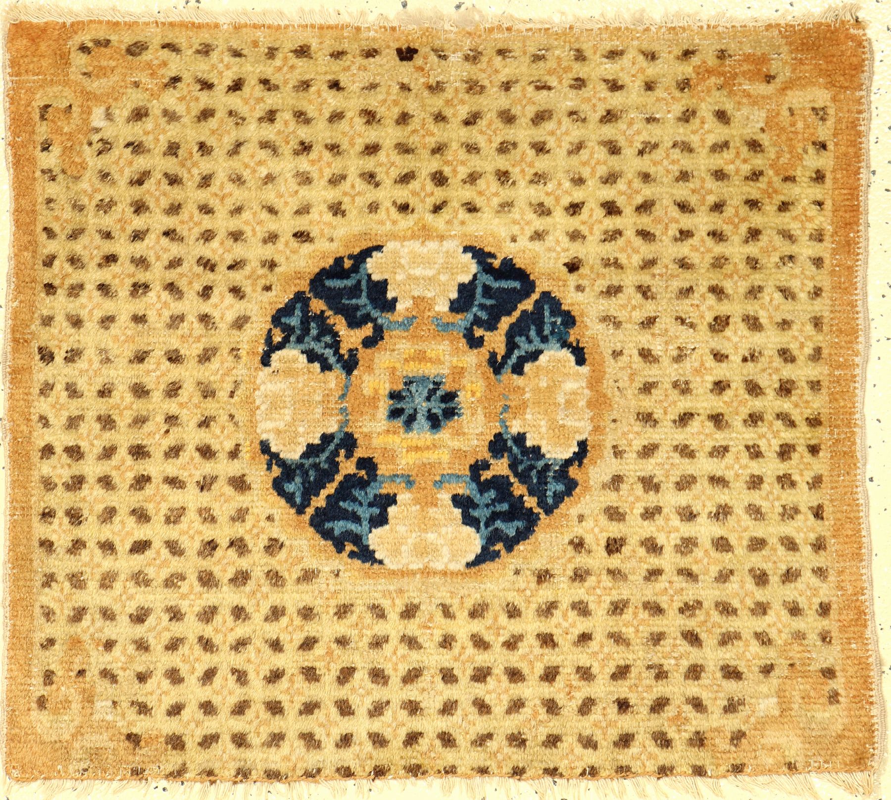 Früher Ning-Hsia "Sitzbankteppich" antik (Maisfeldmuster), Westchina, 18.Jhd., Wolle geknüpft auf Baumwolle. Früher Sitzbankteppich mit ...