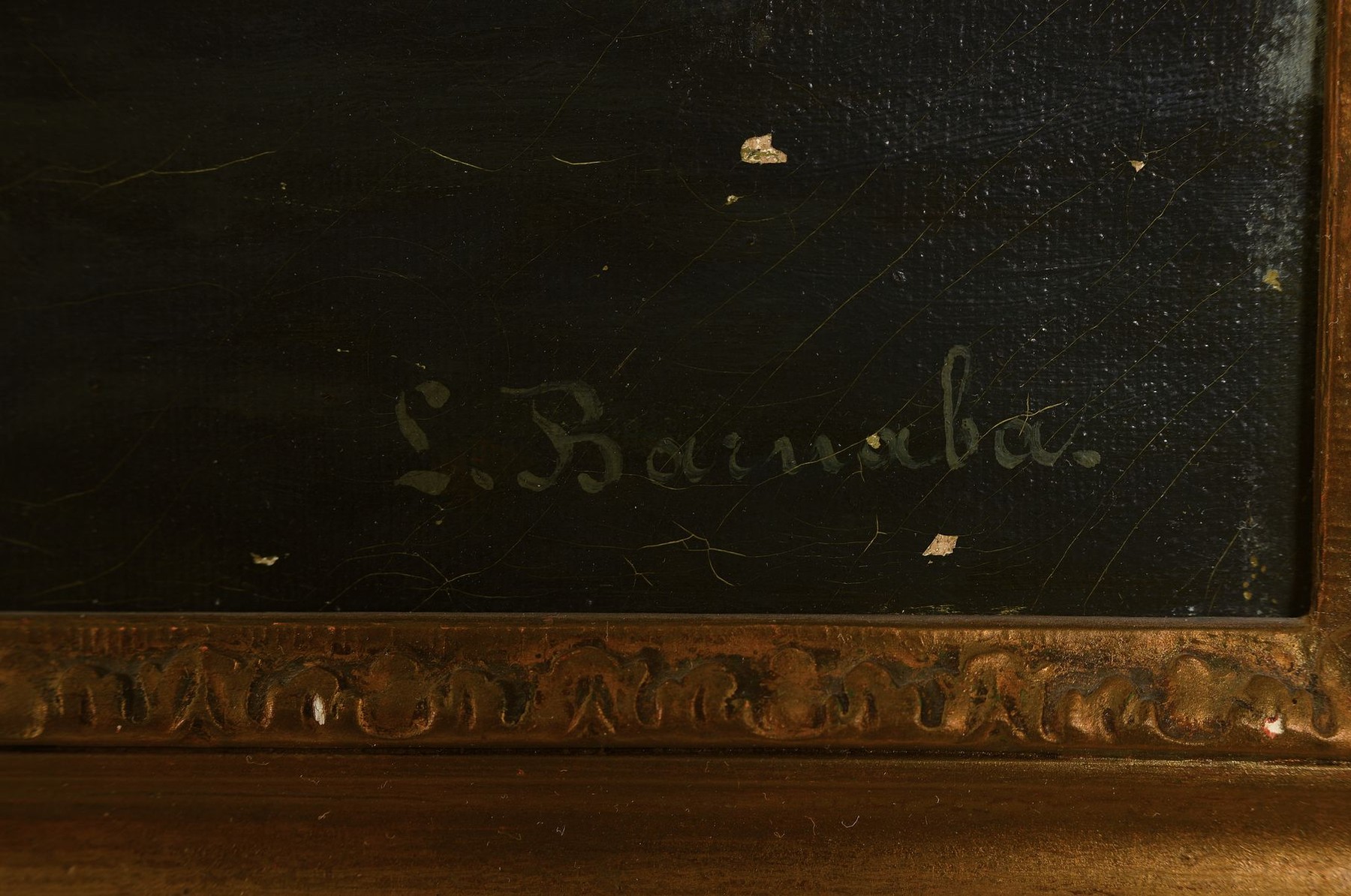 Detail a: Louis Barnaba, 1826-1892, belgischer Marinemaler, stellte zwischen 1864-1881 in verschiedenen Salons aus, hier: Vollmond über Segelbooten und ...