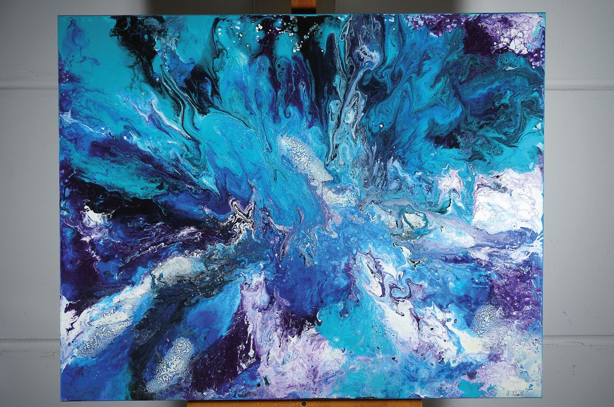 Detail k: Marion Schmidt, geb. 1963 Eschwege, Ocean Blue, Acryl auf Lwd, signiert, ca. 80x100cm