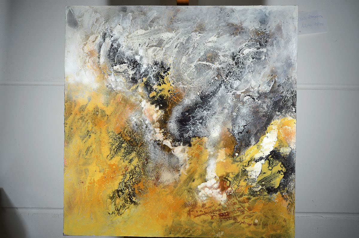 Detail k: Marion Schmidt, geb. 1963 Eschwege, Nature, Acryl/Lwd, rechts unten signiert, ca. 100x100cm